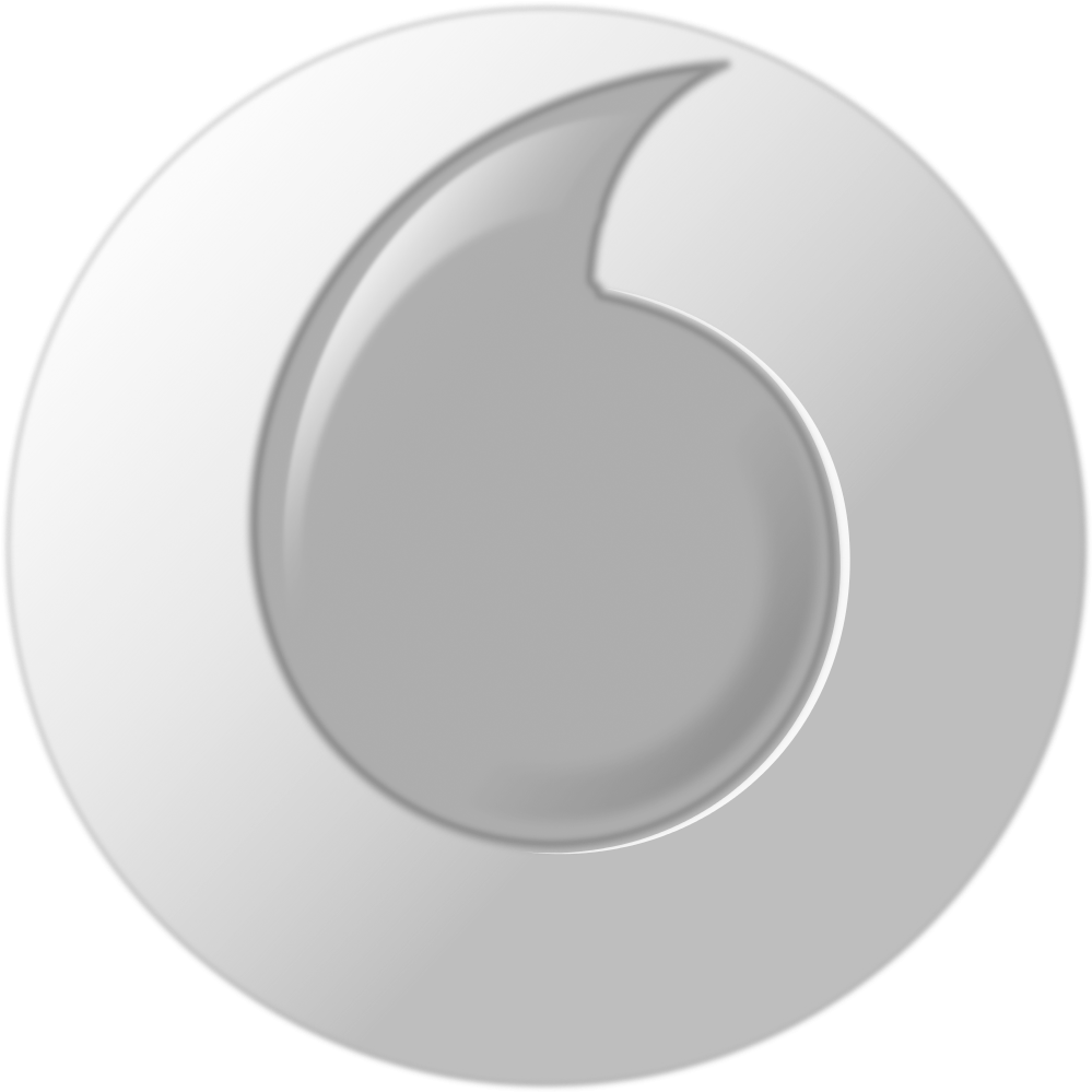 Vodafone 桌布 壁紙 — 一個極簡的白色圓形標誌，帶有彎曲切口，置於黑色背景上。