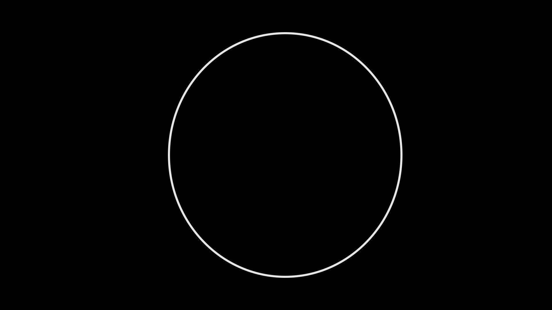 Outline 桌布 壁紙 — 一個極簡的白色圓形輪廓居中放置在純黑色背景上，營造出鮮明的幾何對比。