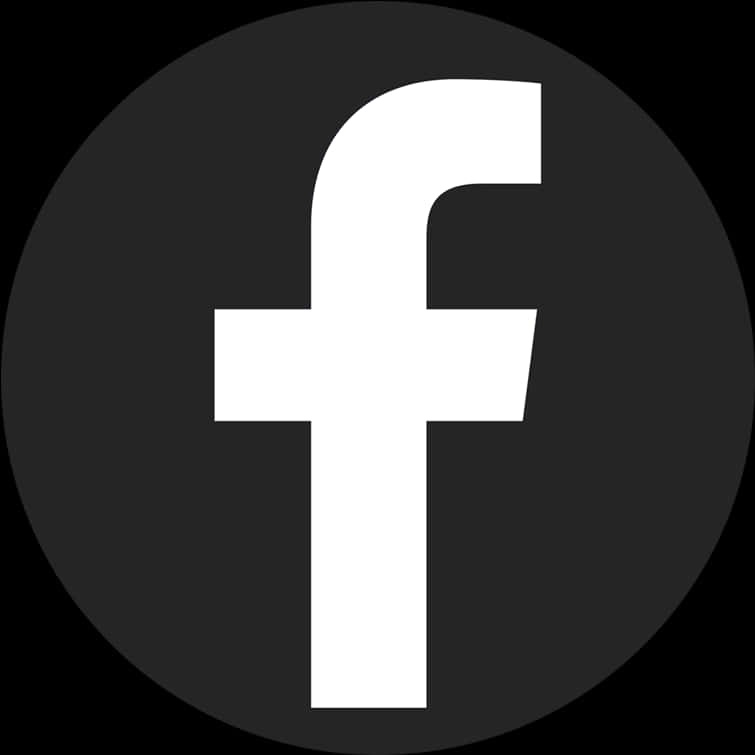 Facebook 桌布 壁紙 — 一個極簡的白色小寫f標誌，居中於深灰色圓圈內，背景為黑色。