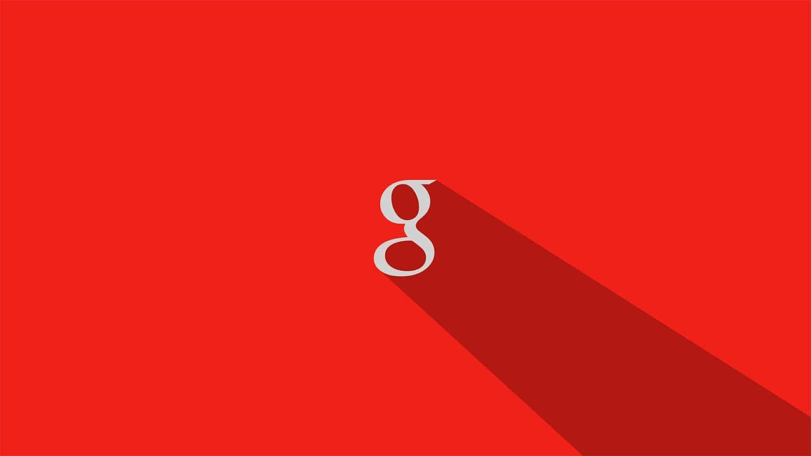 Gmail 動圖 桌布 壁紙 — 一個極簡的白色小寫g在純紅色背景上投下長長的陰影。