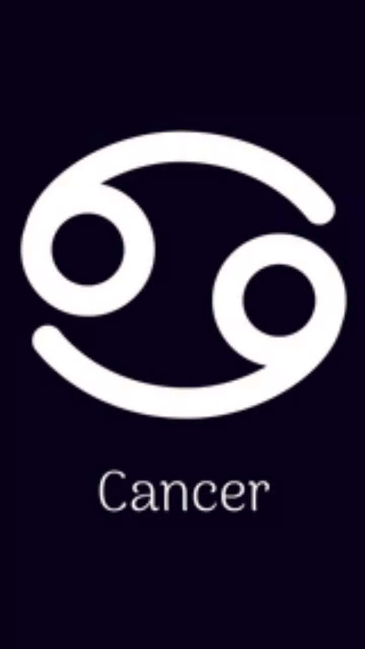 Cancer Zodiac Sign 桌布 壁紙 — 一個極簡的白色巨蟹座符號，居中在深色背景上，下方有「Cancer」字樣。