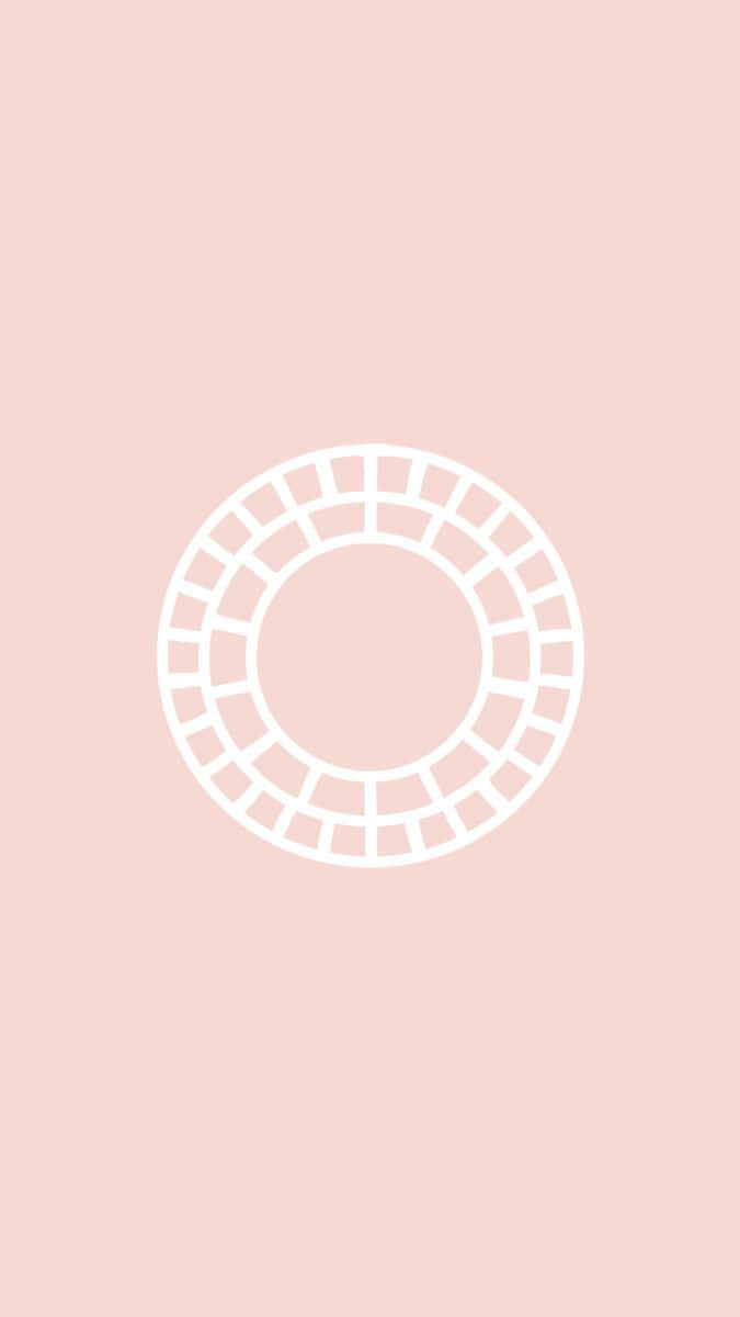 vsco 桌布 壁紙 — 一個極簡的白色幾何圓形圖案漂浮在柔和的胭脂粉紅背景上。