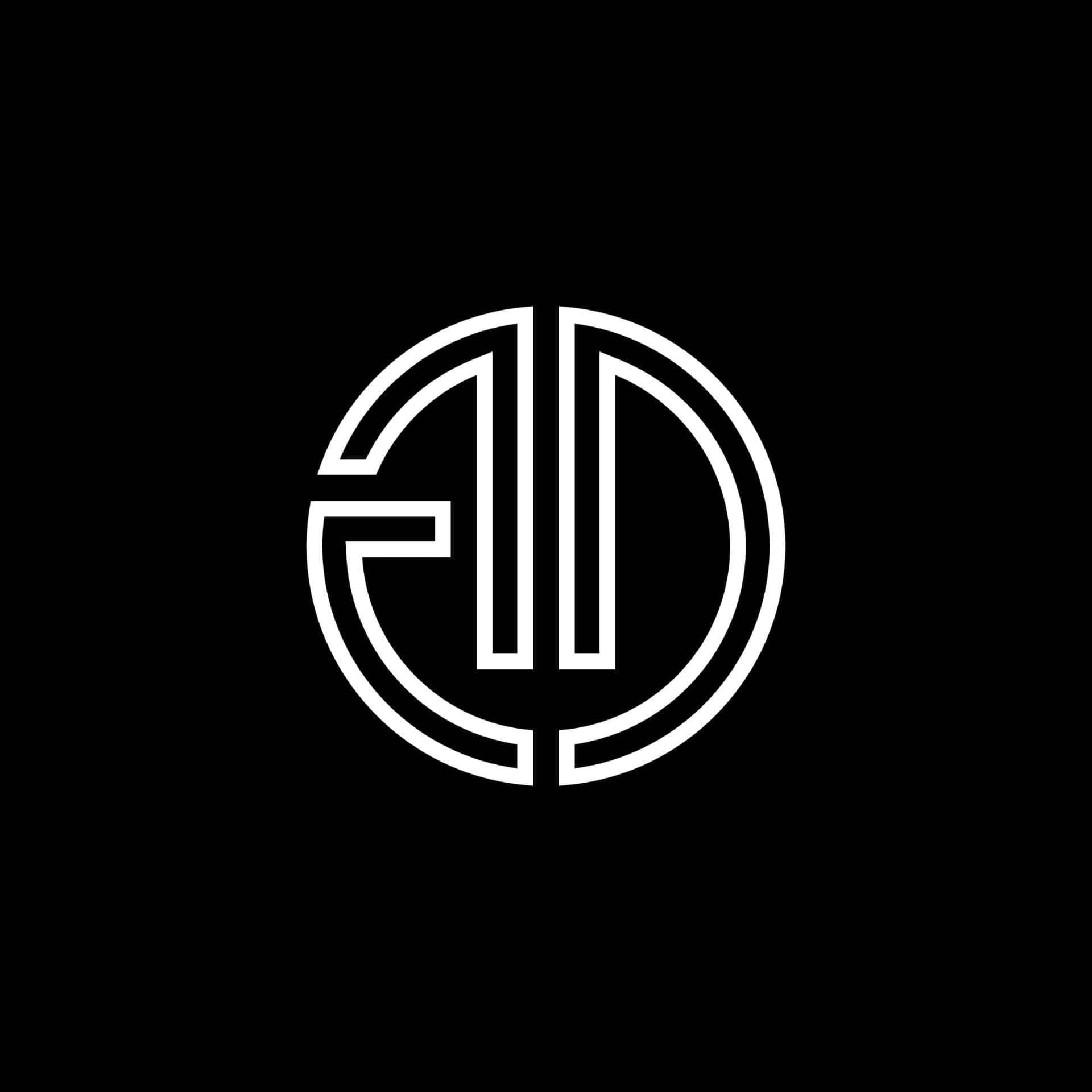 Tsm 桌布 壁紙 — 一個極簡的白色幾何標誌，圓圈內有風格化的字母，置於純黑色背景上。