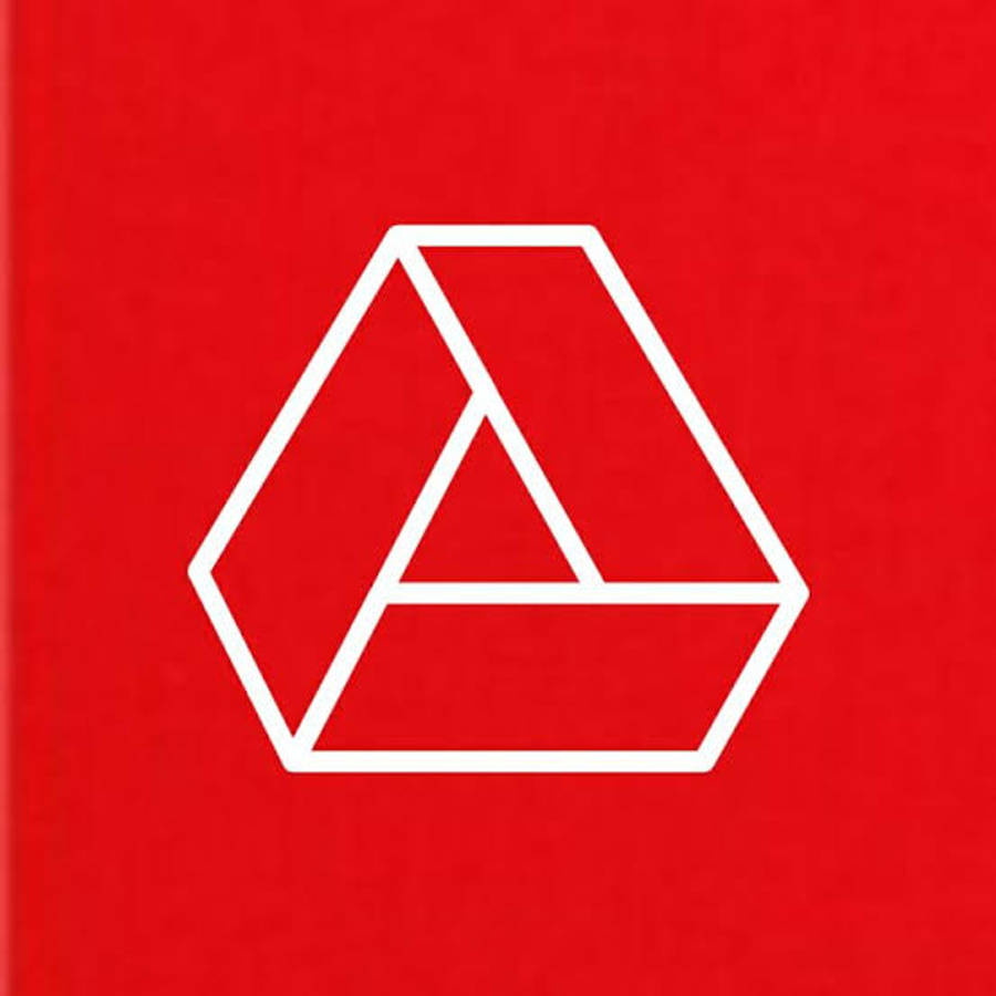 Google Drive 桌布 壁紙 — 一個極簡的白色幾何標誌，類似3D立方體，置於純紅色背景上。