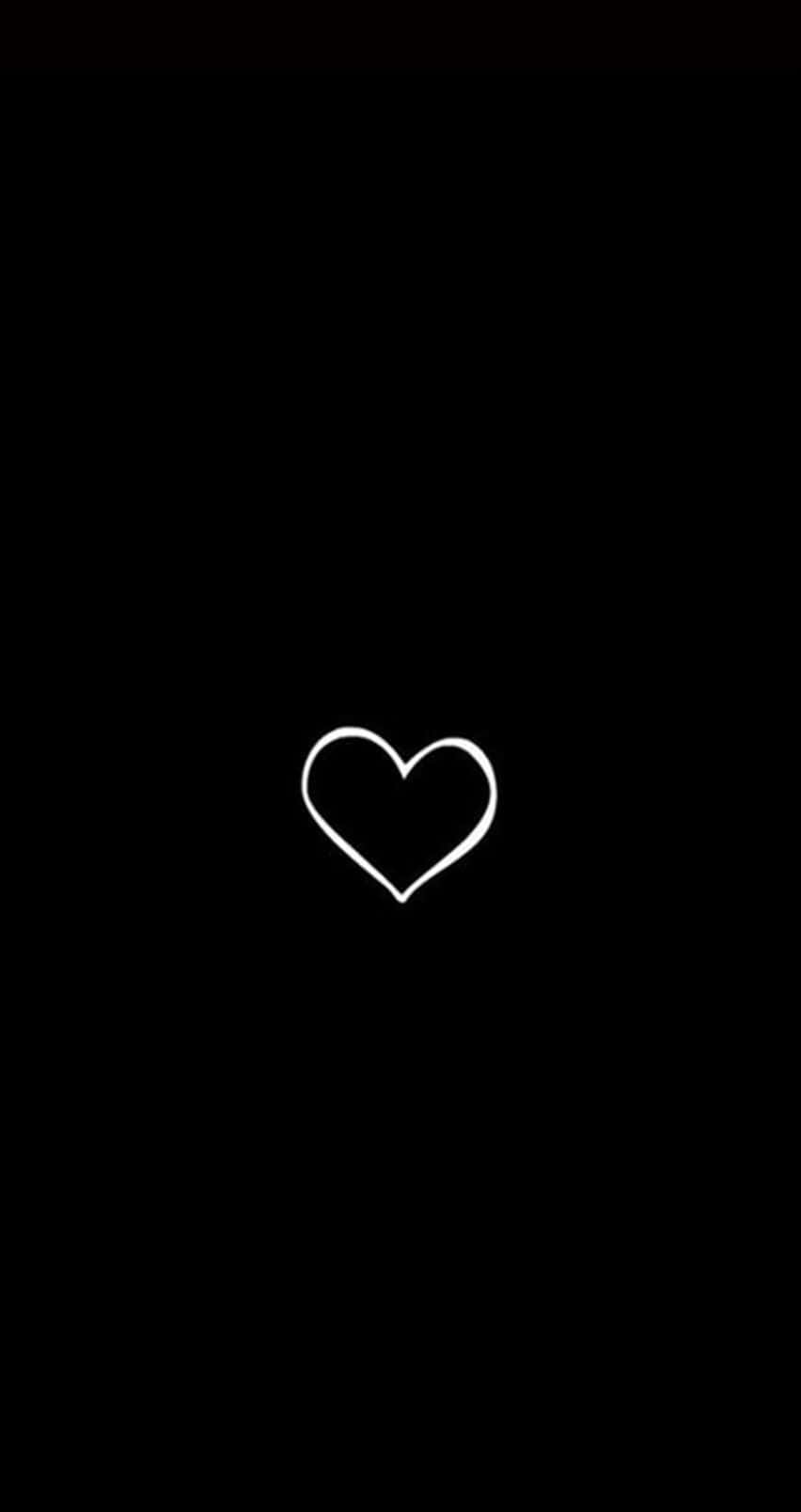 Black Rose Aesthetic 桌布 壁紙 — 一個極簡的白色心形輪廓，居中於純黑色背景上。