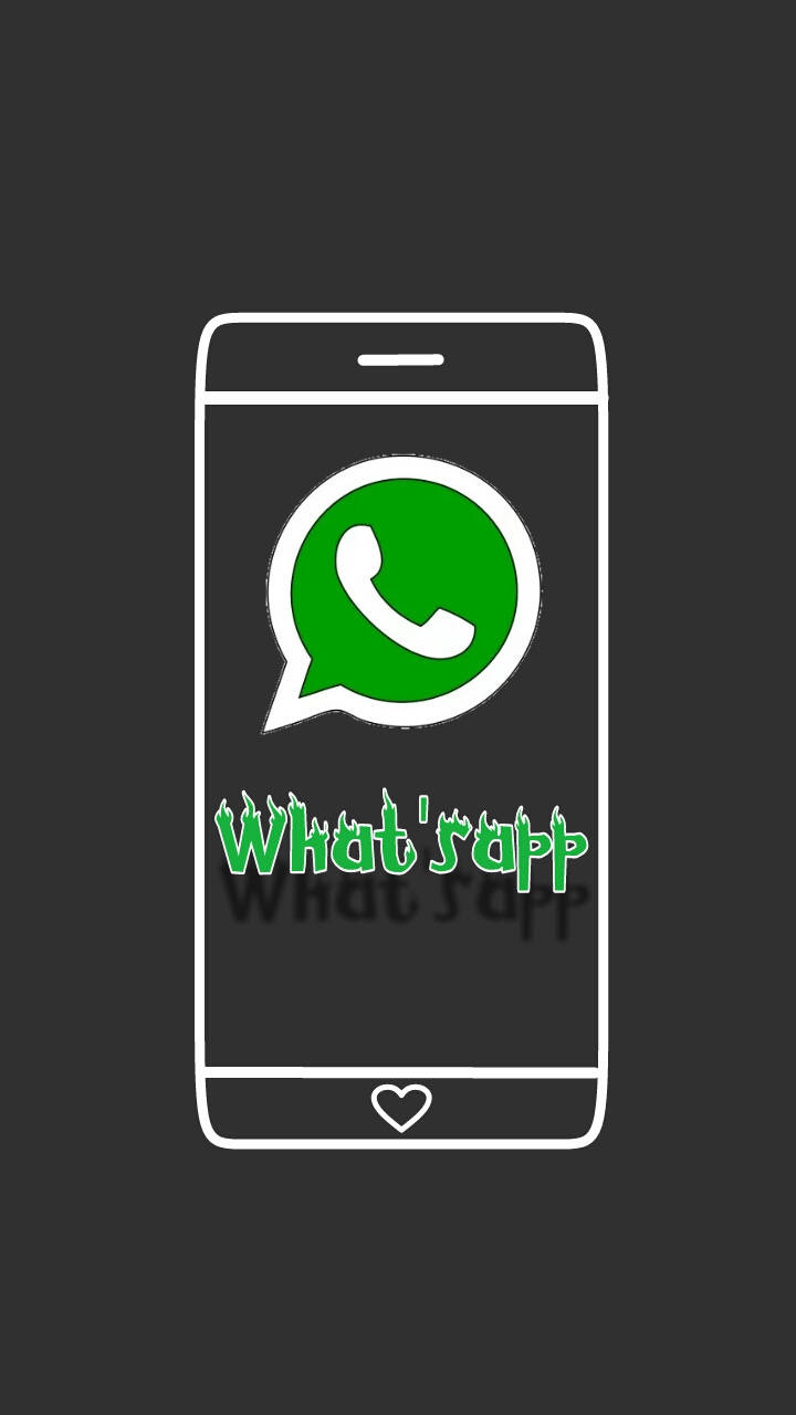 WhatsApp 桌布 壁紙 — 一個極簡的白色智慧型手機輪廓，在深灰色背景上顯示綠色WhatsApp標誌和風格化文字。