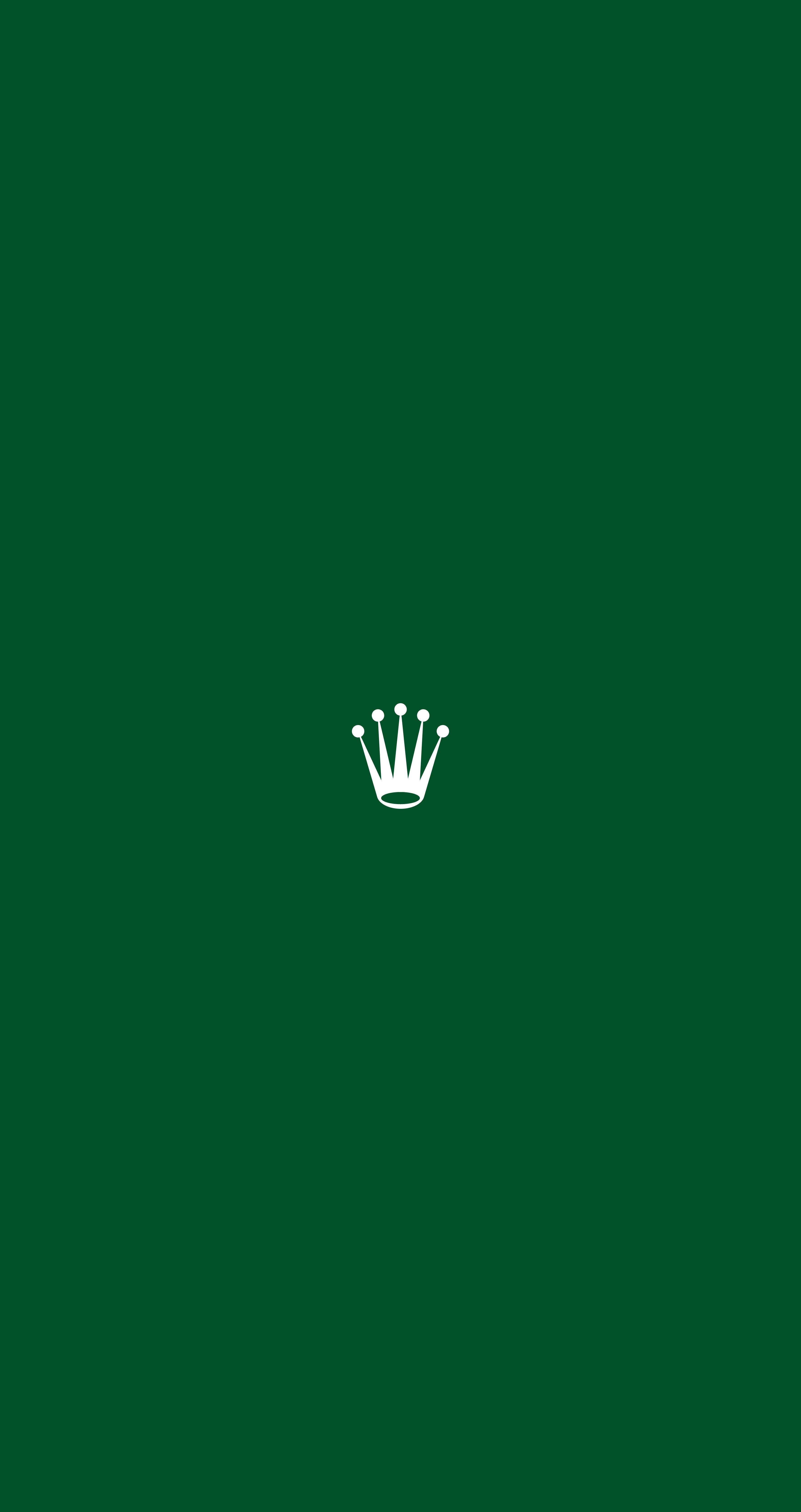 Rolex 桌布 壁紙 — 一個極簡的白色皇冠標誌居中在純深綠色背景上。