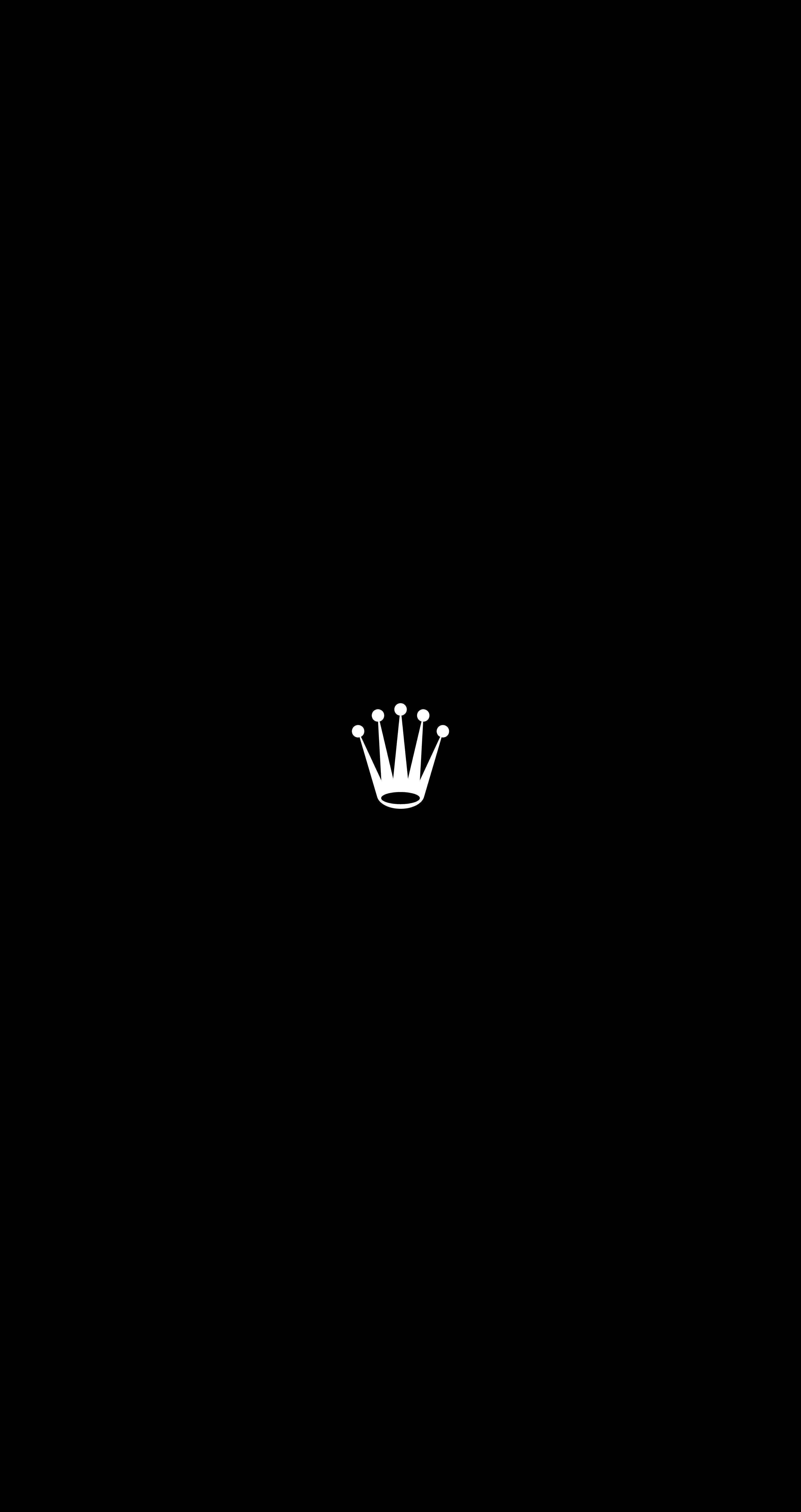 Rolex 桌布 壁紙 — 一個極簡的白色皇冠標誌居中於純黑色背景上。