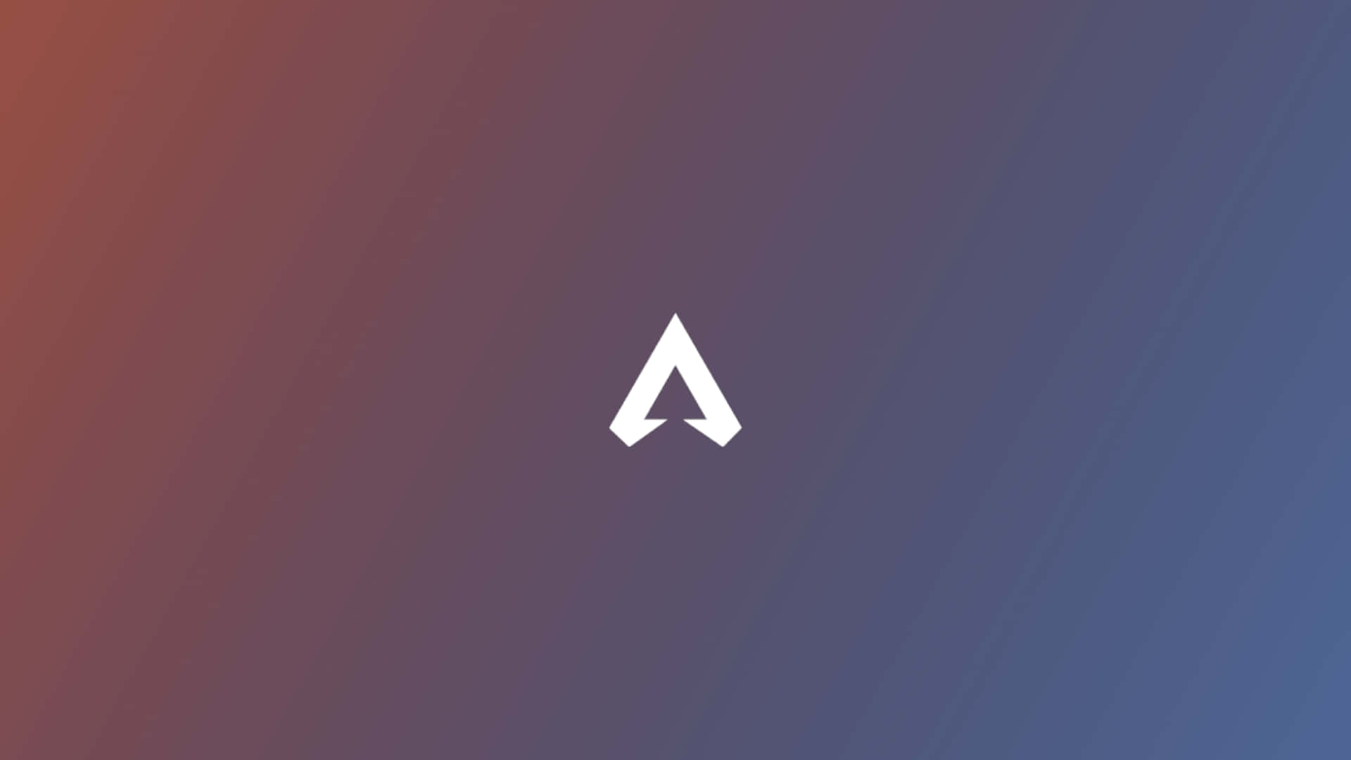Apex Legends Logo 桌布 壁紙 — 一個極簡的白色箭頭標誌，居中於從暖紅色漸變到冷藍色的背景上。