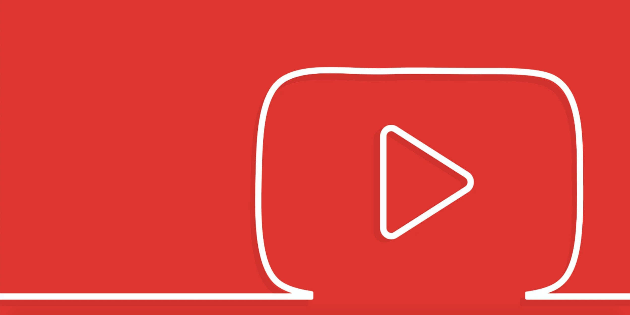 紅色動圖 桌布 壁紙 — 一個極簡的白色輪廓YouTube播放按鈕圖示，居中在純紅色背景上。