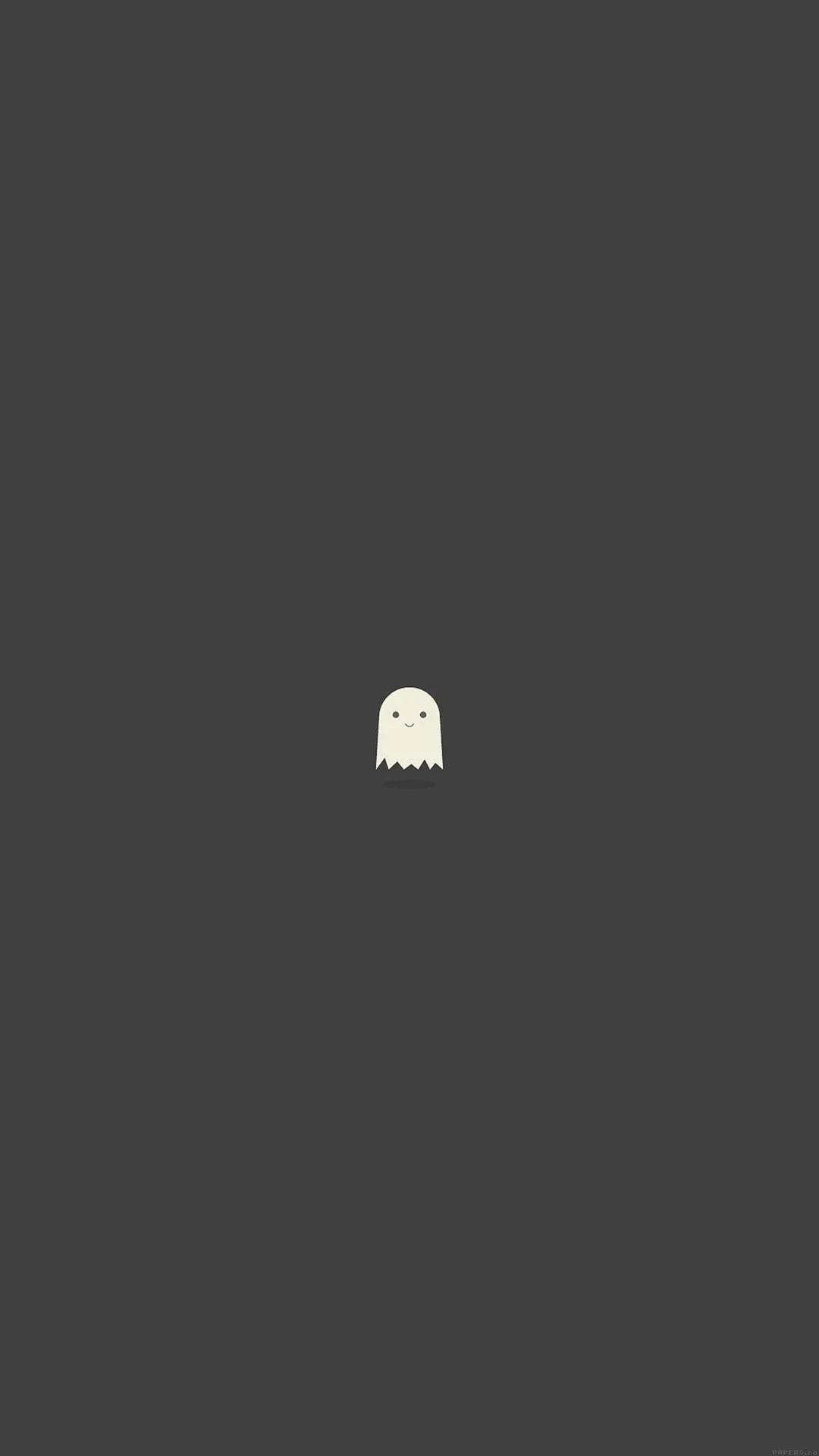 Cute Sad 桌布 壁紙 — 一個極簡的白色鬼魂圖示獨自漂浮在純深灰色背景上。