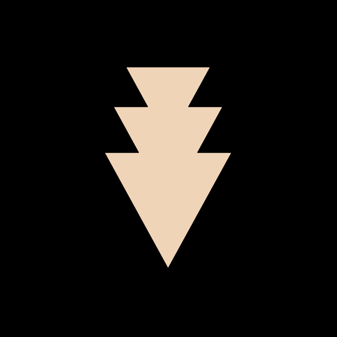 Lightning Bolt iPhone 桌布 壁紙 — 一個極簡的米色幾何箭頭圖示，居中放置在純黑色背景上。