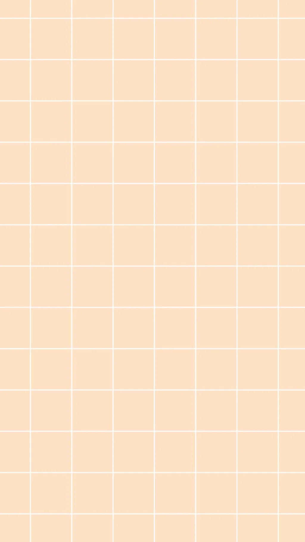 White Grid 桌布 壁紙 — 一個極簡的米色網格圖案，在柔和的桃色背景上有清晰的白色線條。