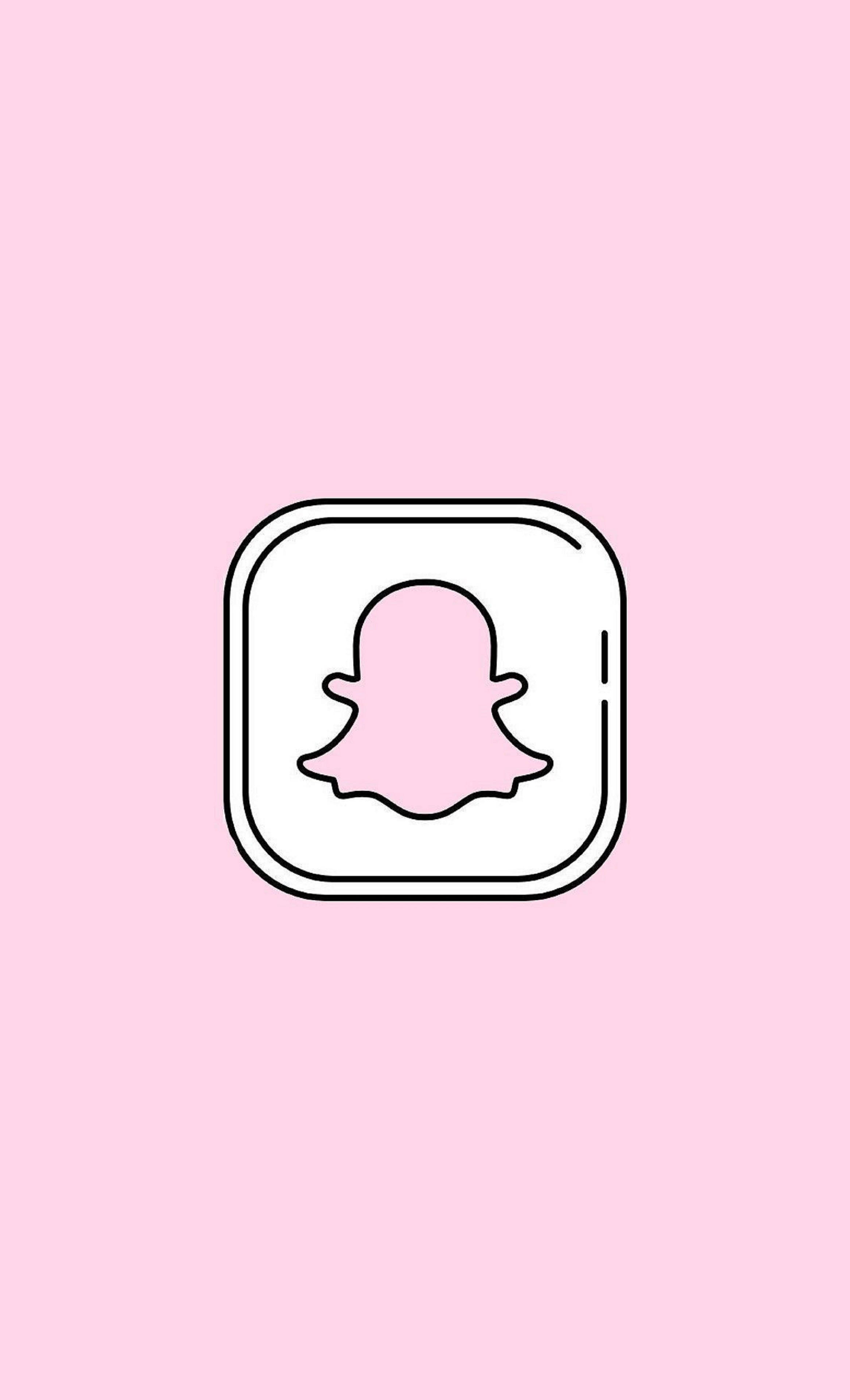 Snapchat 桌布 壁紙 — 一個極簡的粉紅色Snapchat應用程式圖示，居中放置在純色粉彩粉紅背景上。