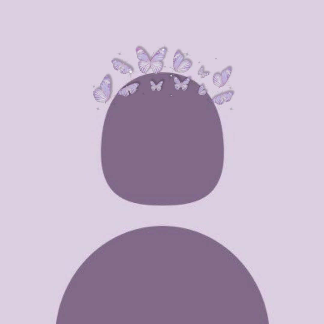 Cute Aesthetic Profile 桌布 壁紙 — 一個極簡的紫色人物剪影，精緻的薰衣草色蝴蝶在頭頂翩翩飛舞。