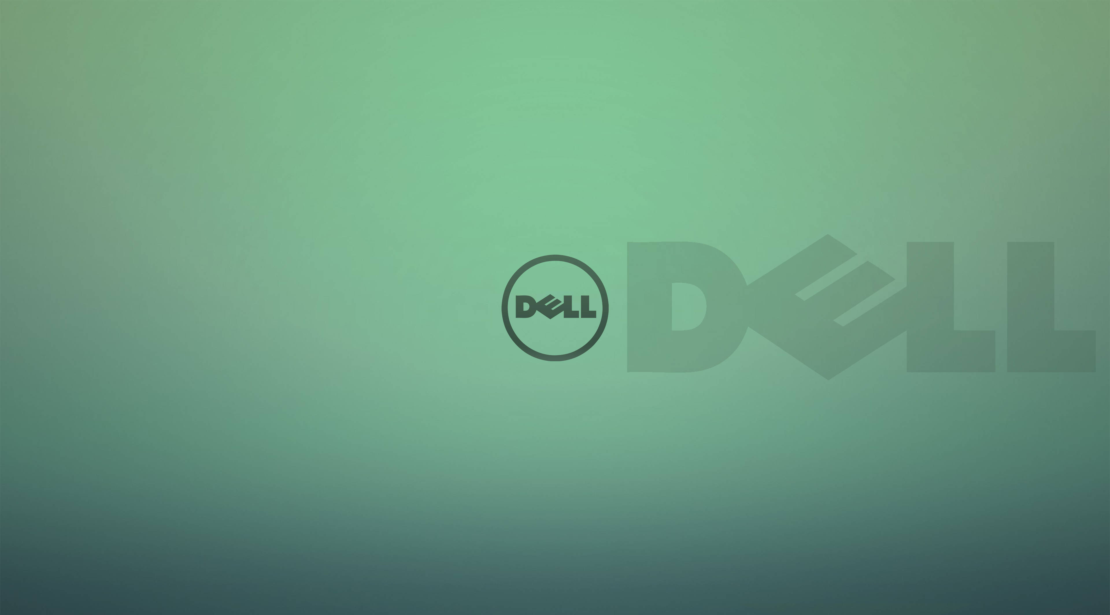 dell 4K 桌布 壁紙 — 一個極簡的綠色漸變背景，帶有微妙灰色色調的Dell標誌。