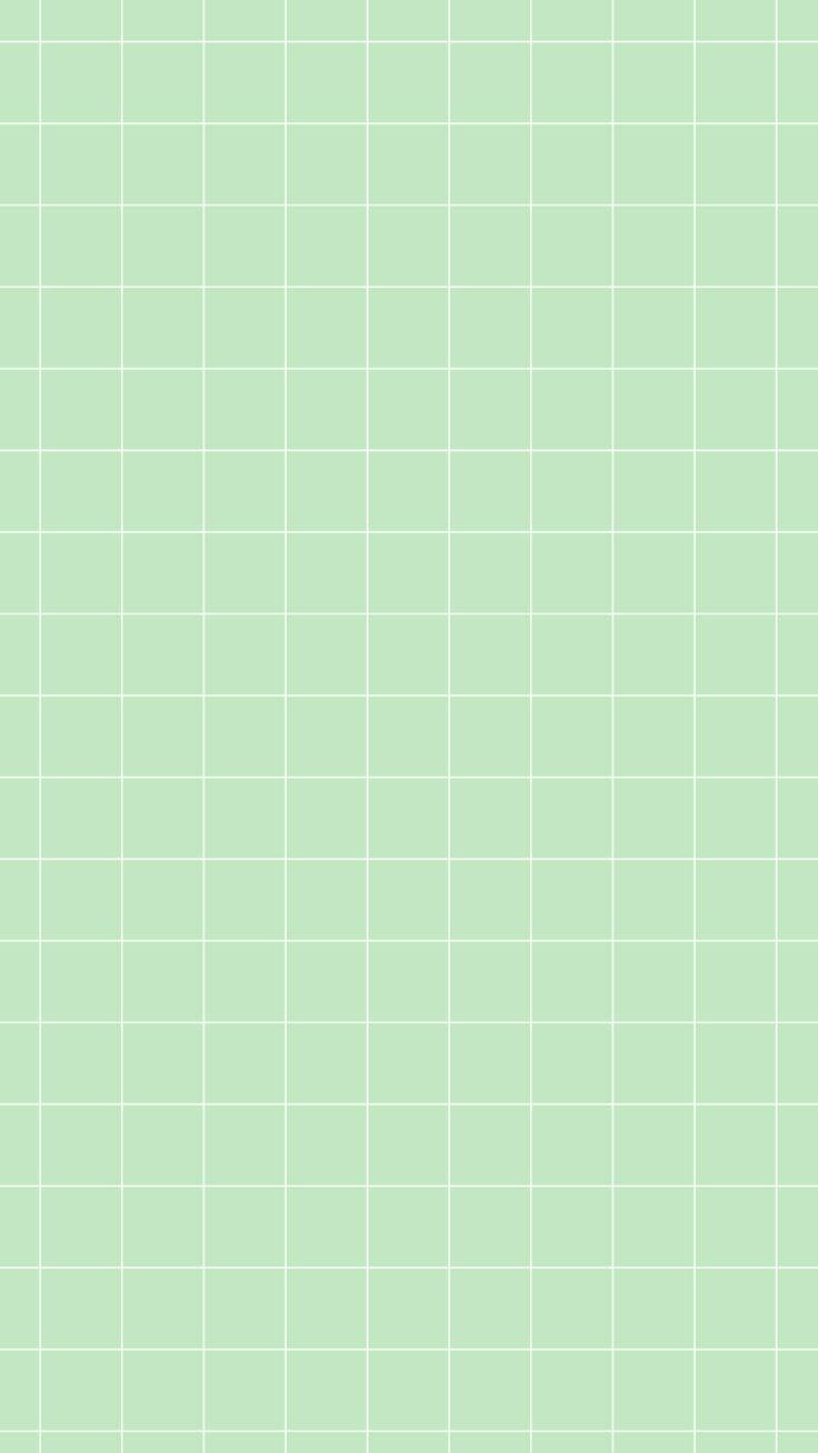 Mint Green iPhone 桌布 壁紙 — 一個極簡的薄荷綠色網格圖案，帶有清晰的白色線條，背景為柔和的粉彩色。