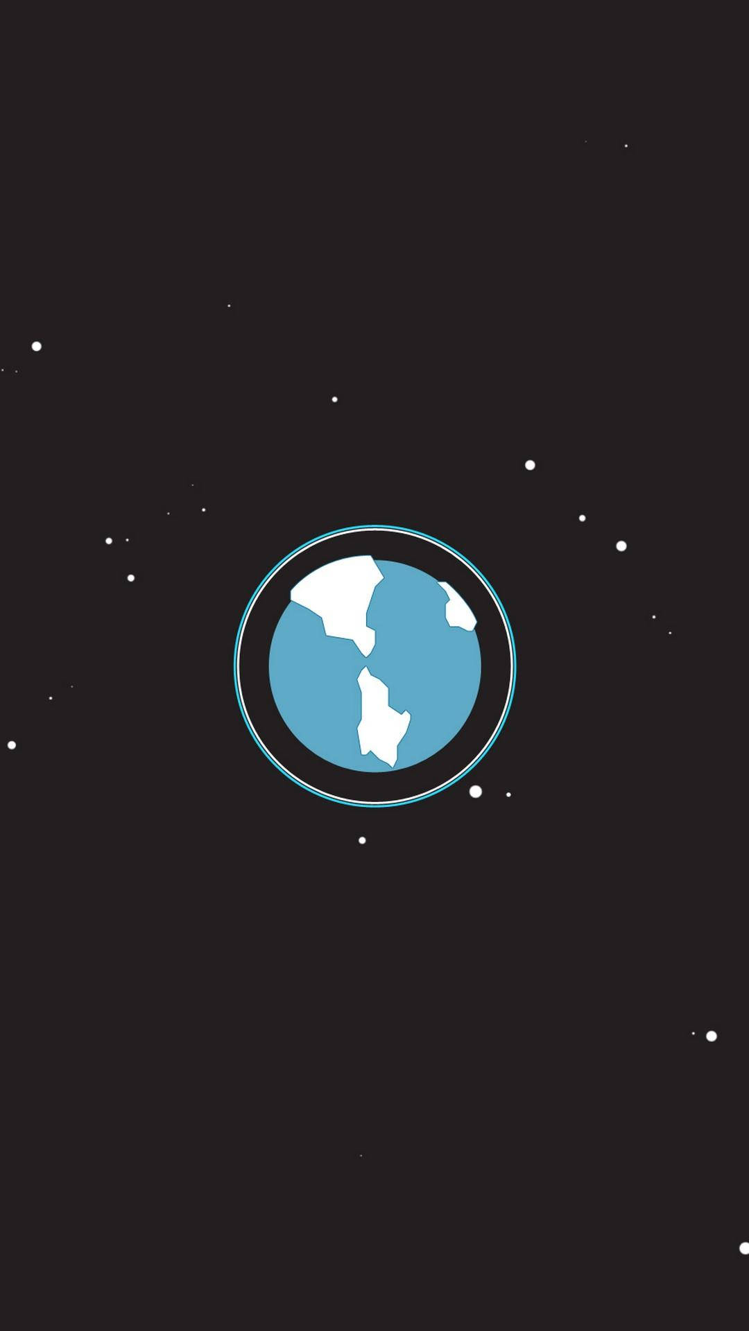 太空中一個簡單的地球儀圖示與星星 — 簡約 Android 桌布 壁紙