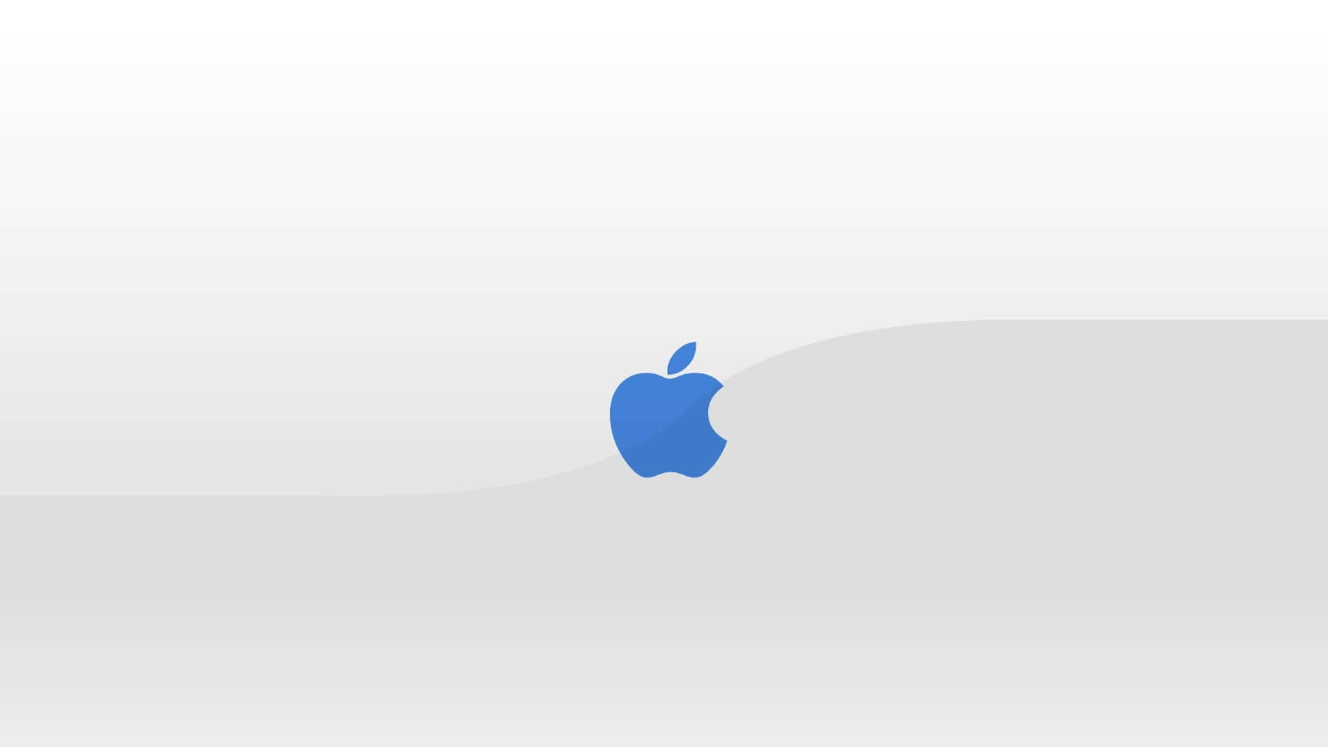 1920x1080 Apple 桌布 壁紙 — 一個極簡的藍色Apple標誌，居中放置在柔和的灰色漸變背景上。