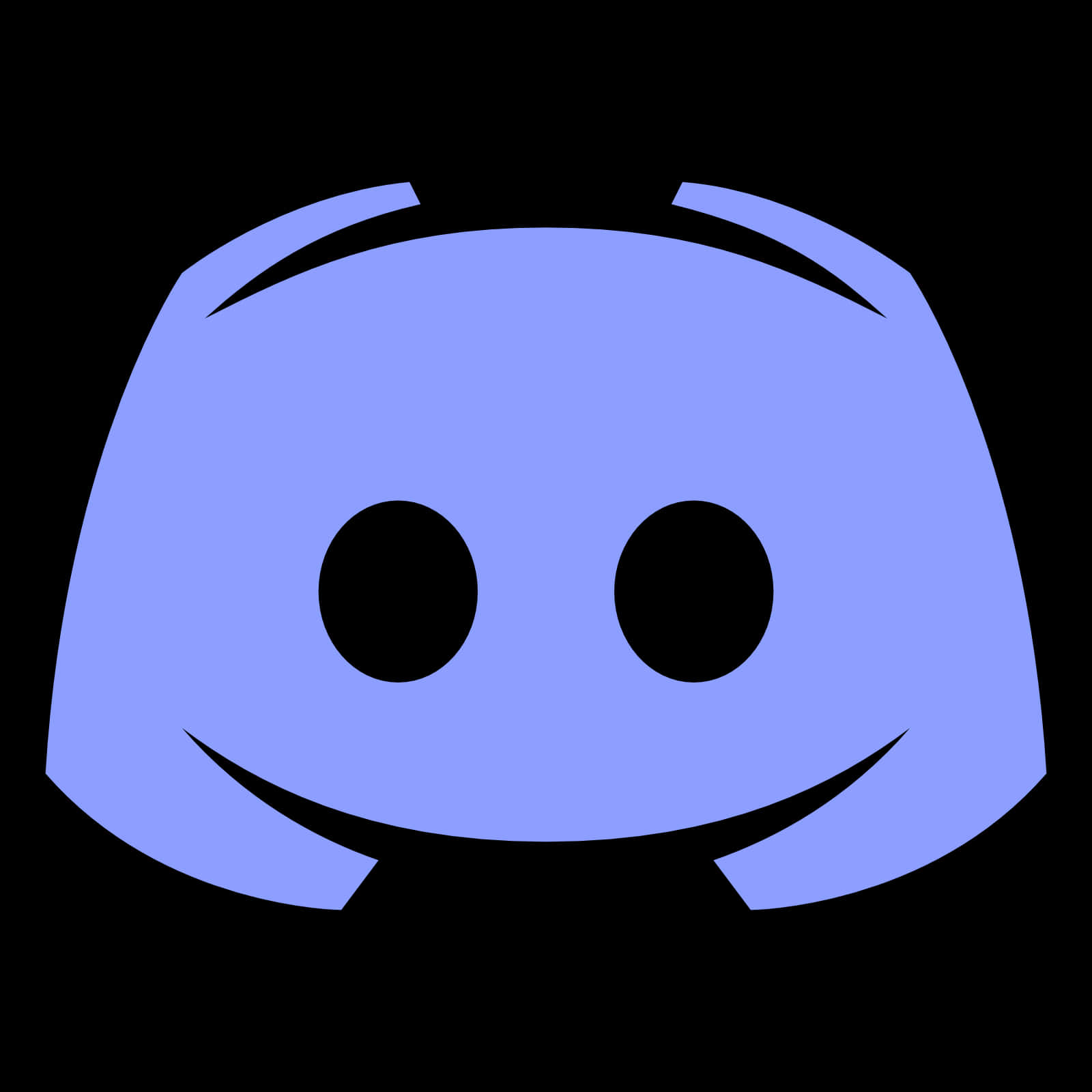 Discord 桌布 壁紙 — 一個極簡的藍色Discord標誌，帶有微笑的臉，在黑色背景上。