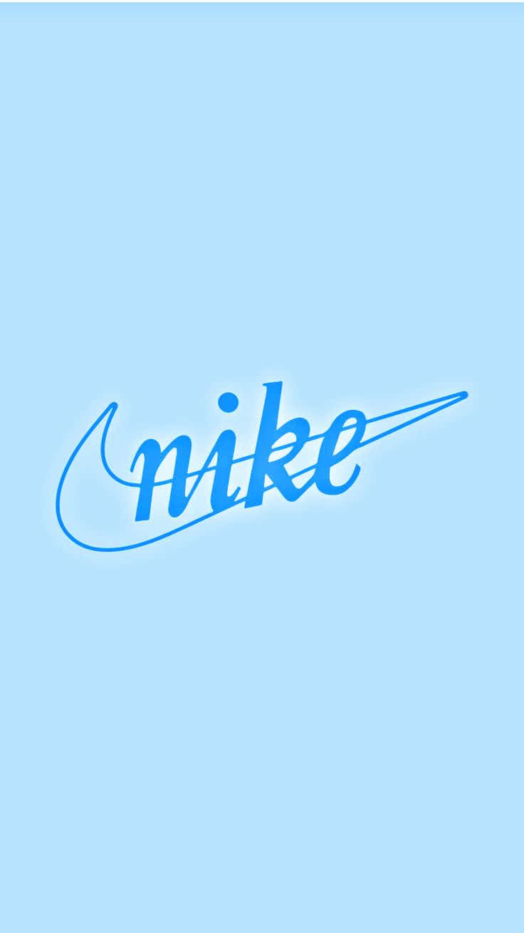 Blue Nike 桌布 壁紙 — 一個極簡的藍色Nike標誌，居中放置在純淺藍色背景上。