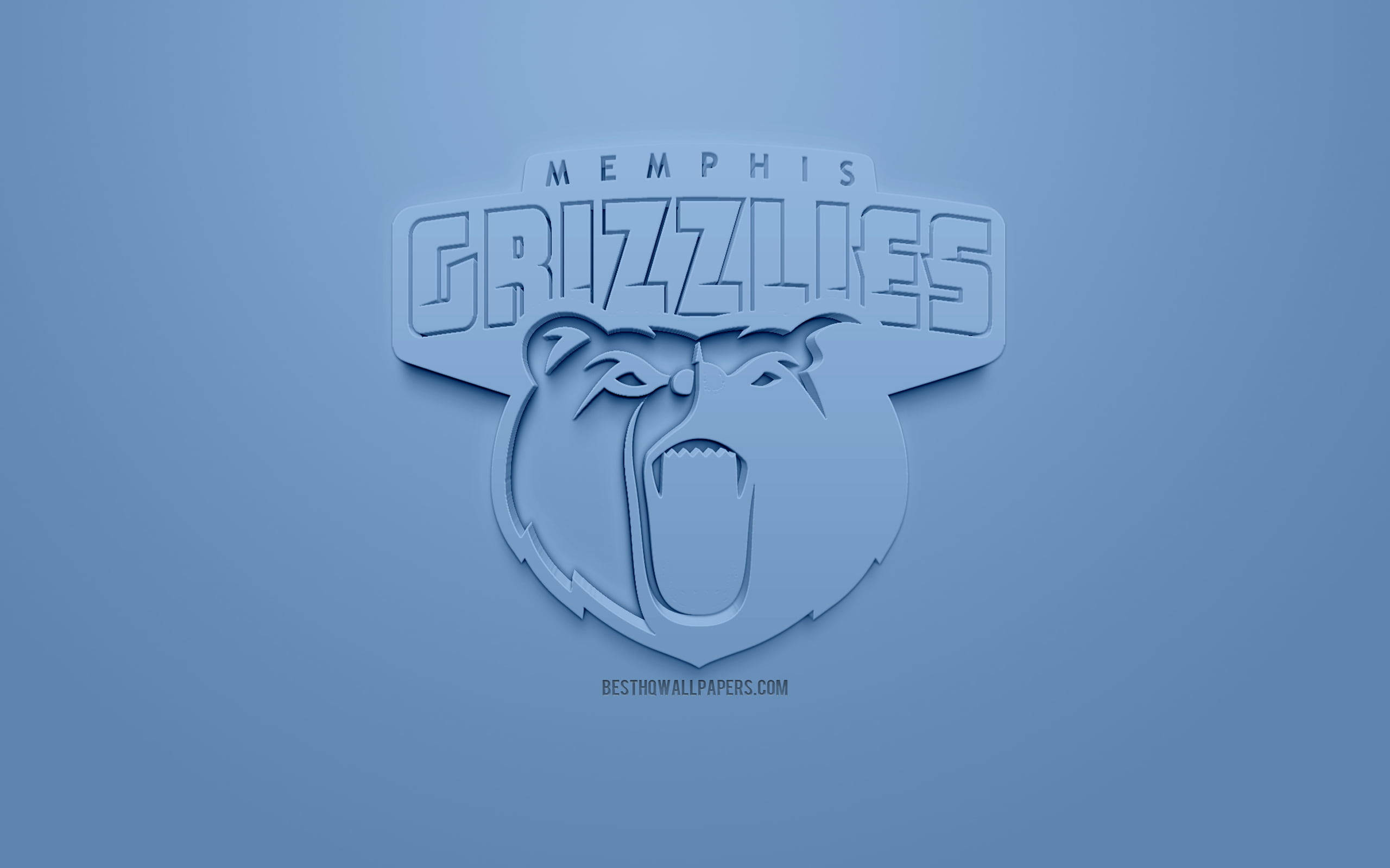 NBA 桌布 壁紙 — 一個極簡的藍色曼菲斯灰熊隊標誌，咆哮的熊頭居中在漸變藍色背景上。
