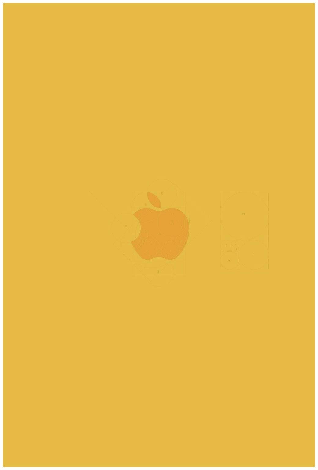 iPhone 桌布 壁紙 — 一個極簡的蘋果標誌，居中放置在純芥末黃色背景上。