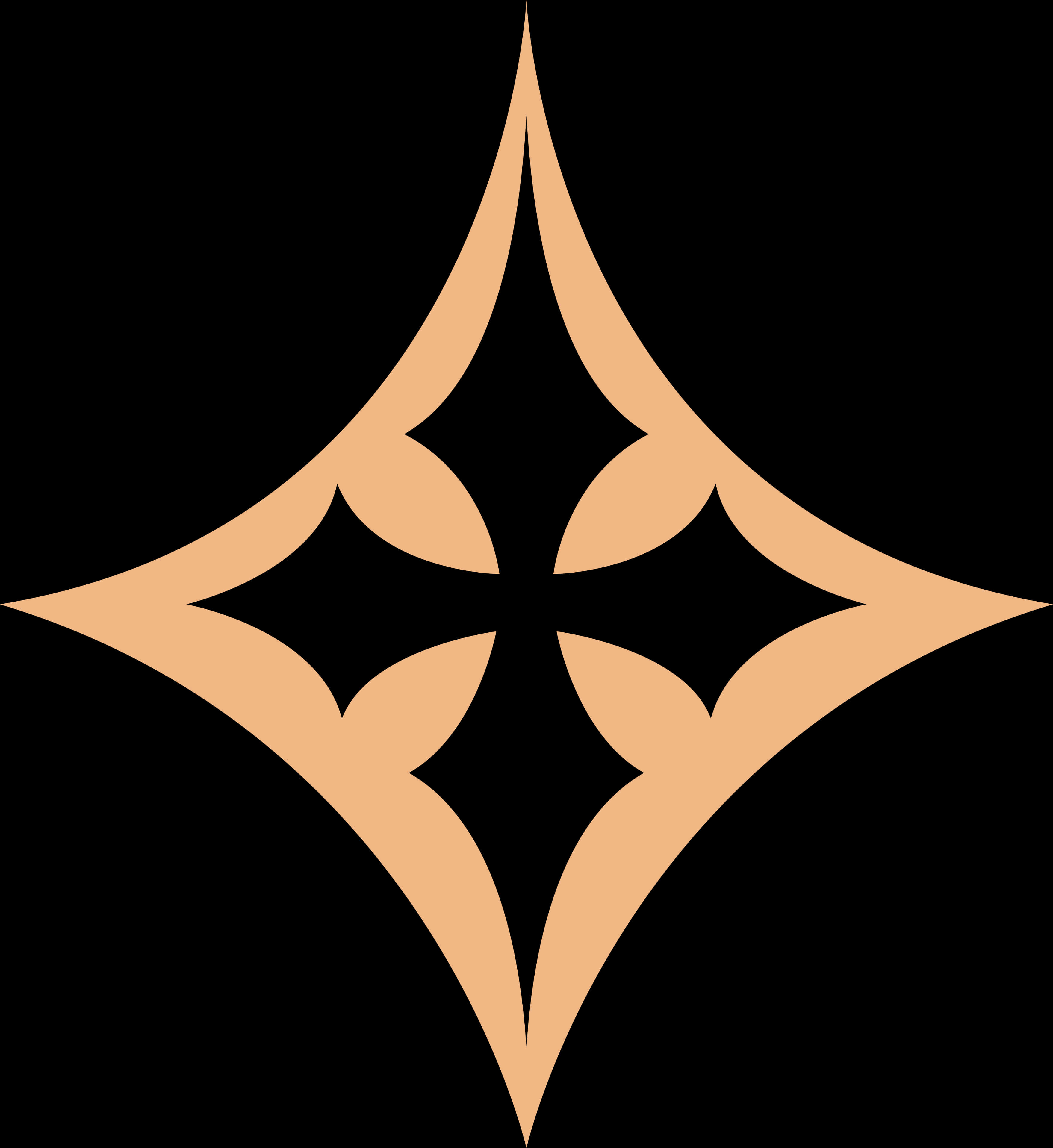 Fashion Logo 桌布 壁紙 — 一個極簡的蜜桃色星形圖案，尖角從中心向外輻射，背景為純黑色。