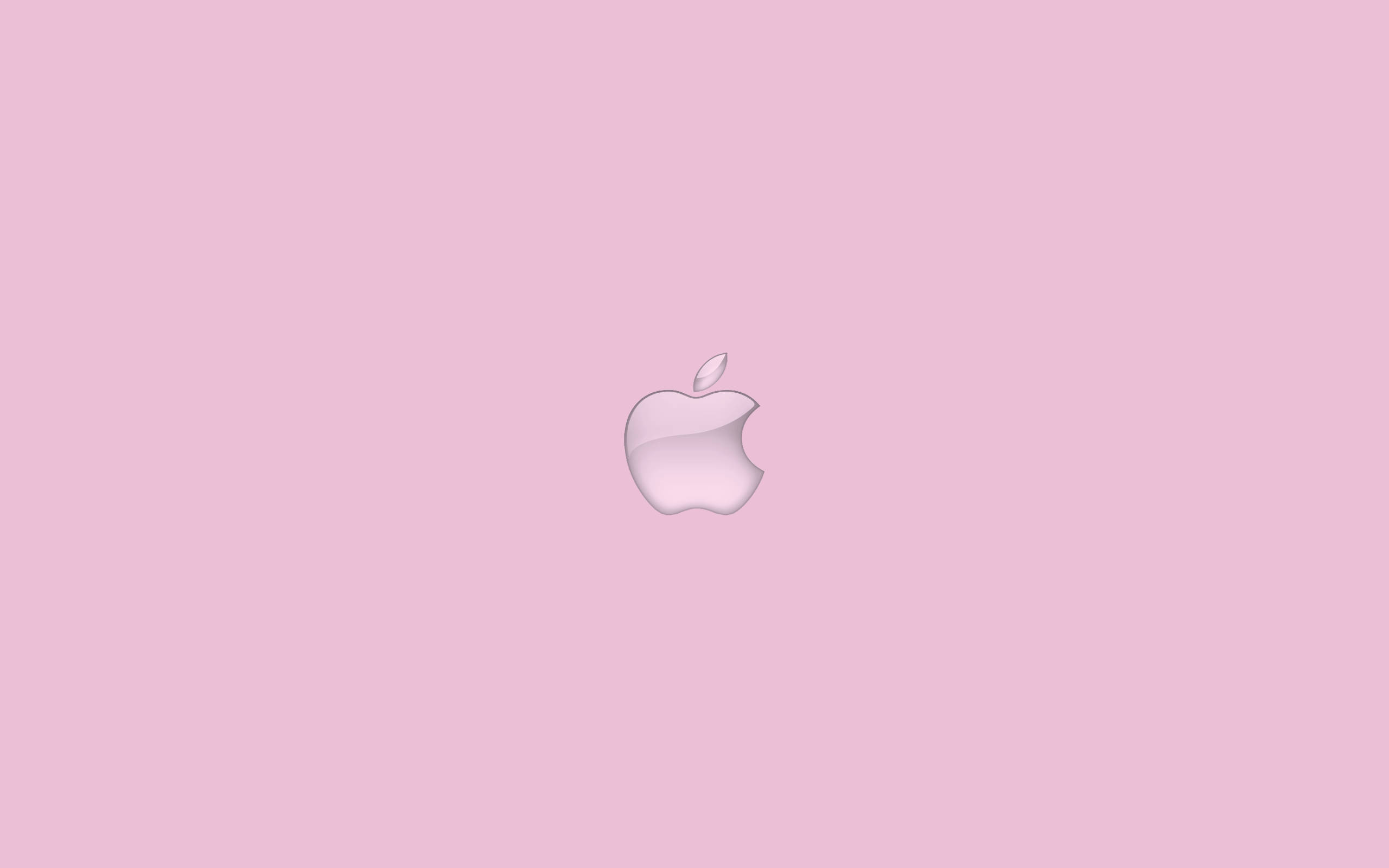 macOS 桌布 壁紙 — 一個極簡的銀色Apple標誌，居中在柔和的粉紅色背景上。