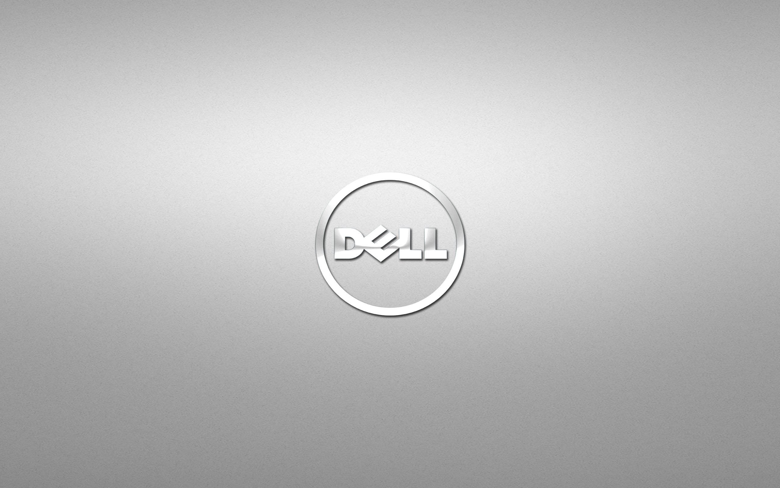 dell HD 桌布 壁紙 — 一個極簡的銀色Dell標誌，居中於漸變灰色背景上，帶有柔和光線。