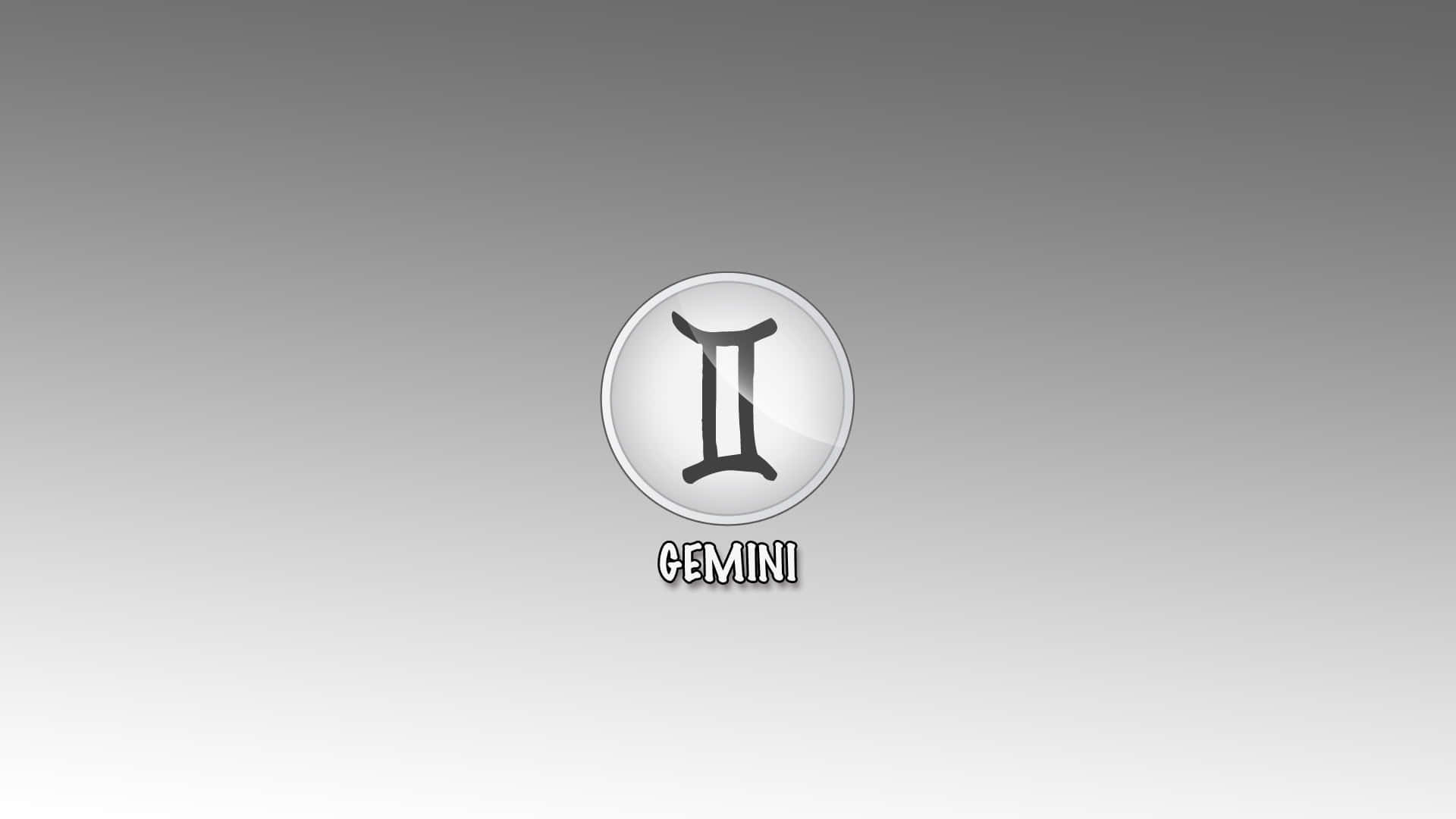 gemini 桌布 壁紙 — 一個極簡的雙子座星座符號，位於銀色圓圈內，居中在漸變灰色背景上。