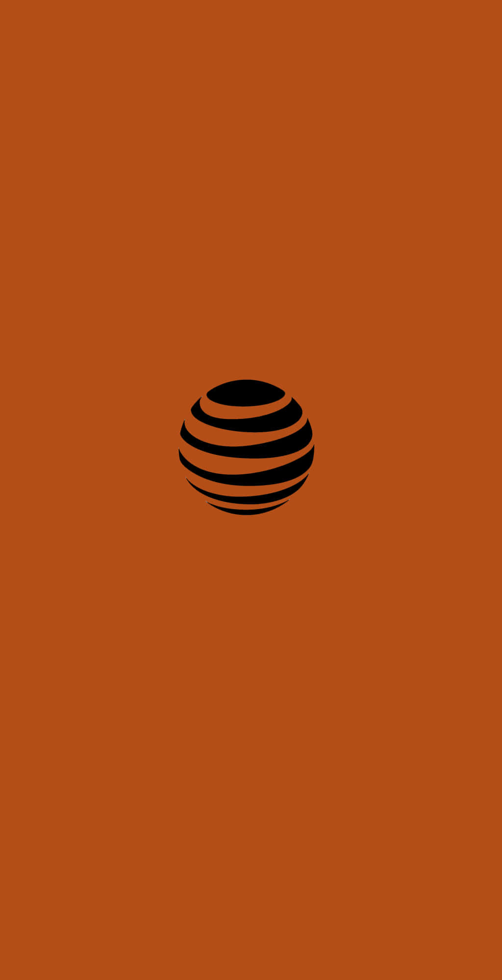 橘色 桌布 壁紙 — 一個極簡的黑橙AT&T地球標誌，居中放在純色陶土背景上。