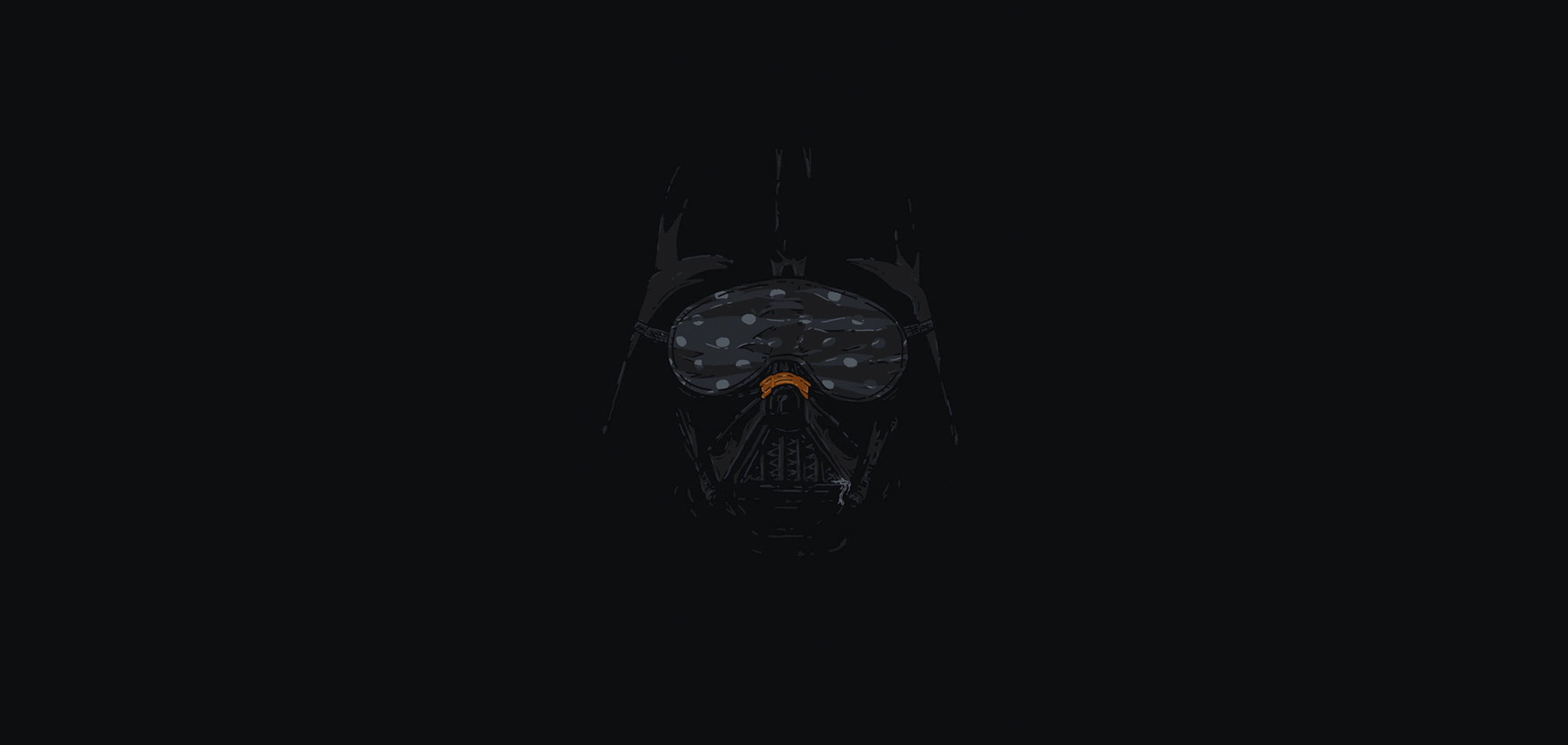 Vader 桌布 壁紙 — 一個極簡的黑武士頭盔剪影在漆黑的背景上隱約發光。