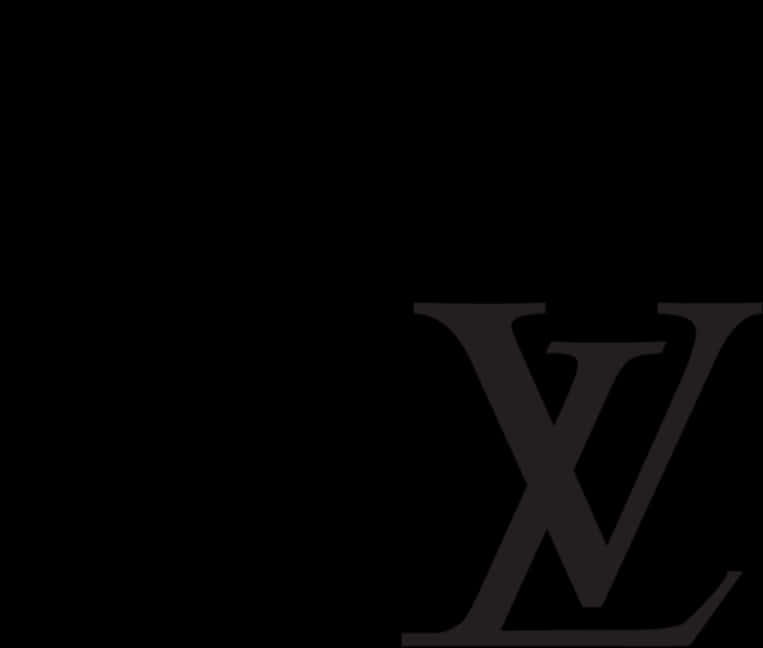 Fashion Logo 桌布 壁紙 — 一個極簡的黑灰色Louis Vuitton字母組合標誌，居中放置在純黑色背景上。