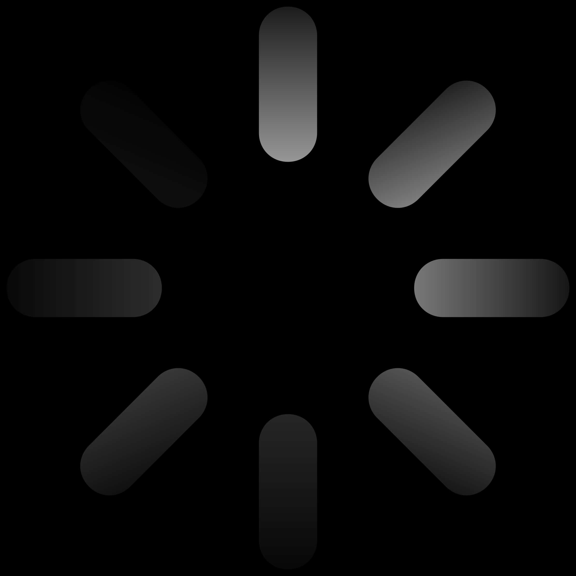 Technology Icon 桌布 壁紙 — 一個極簡的黑灰載入旋轉器，八條漸變條從中心向外輻射。