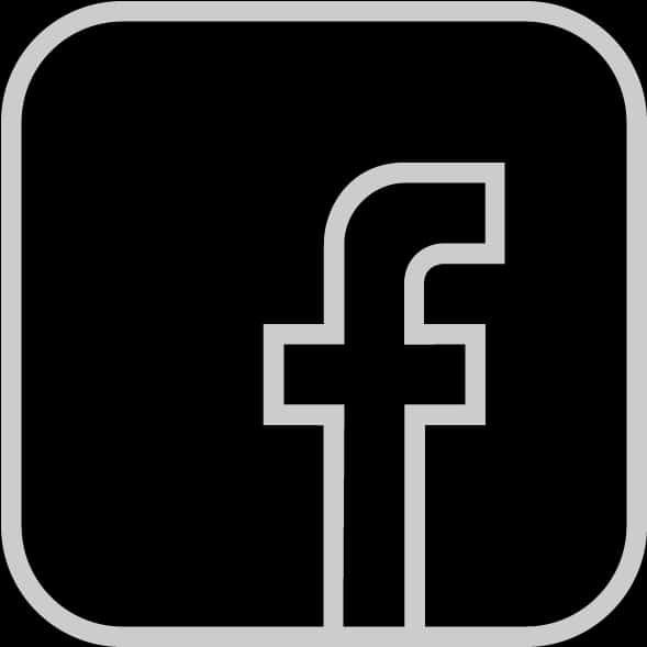 Facebook 桌布 壁紙 — 一個極簡的黑白Facebook標誌圖示，帶有粗灰色邊框，背景為純黑色。