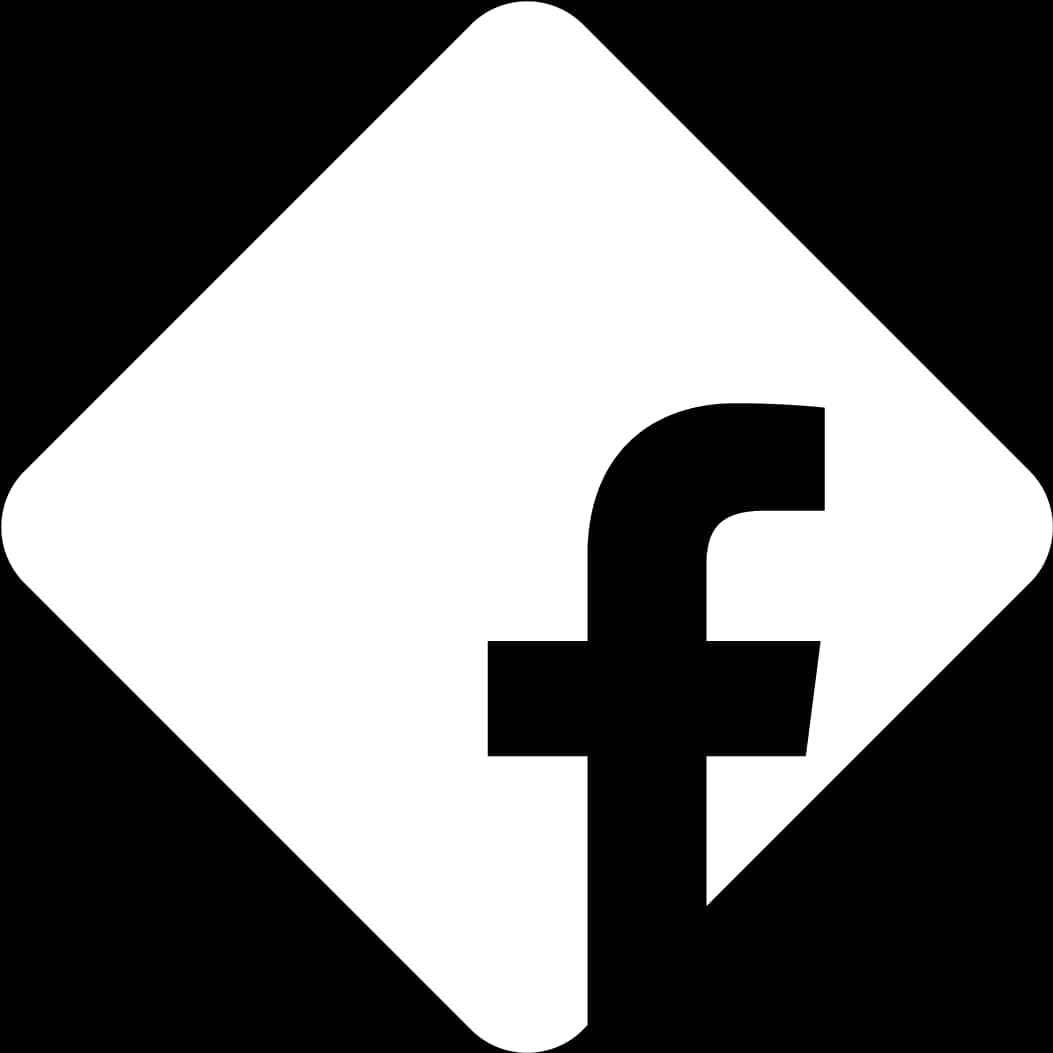 Facebook 桌布 壁紙 — 一個極簡的黑白Facebook標誌，位於黑色背景上的白色菱形中央。