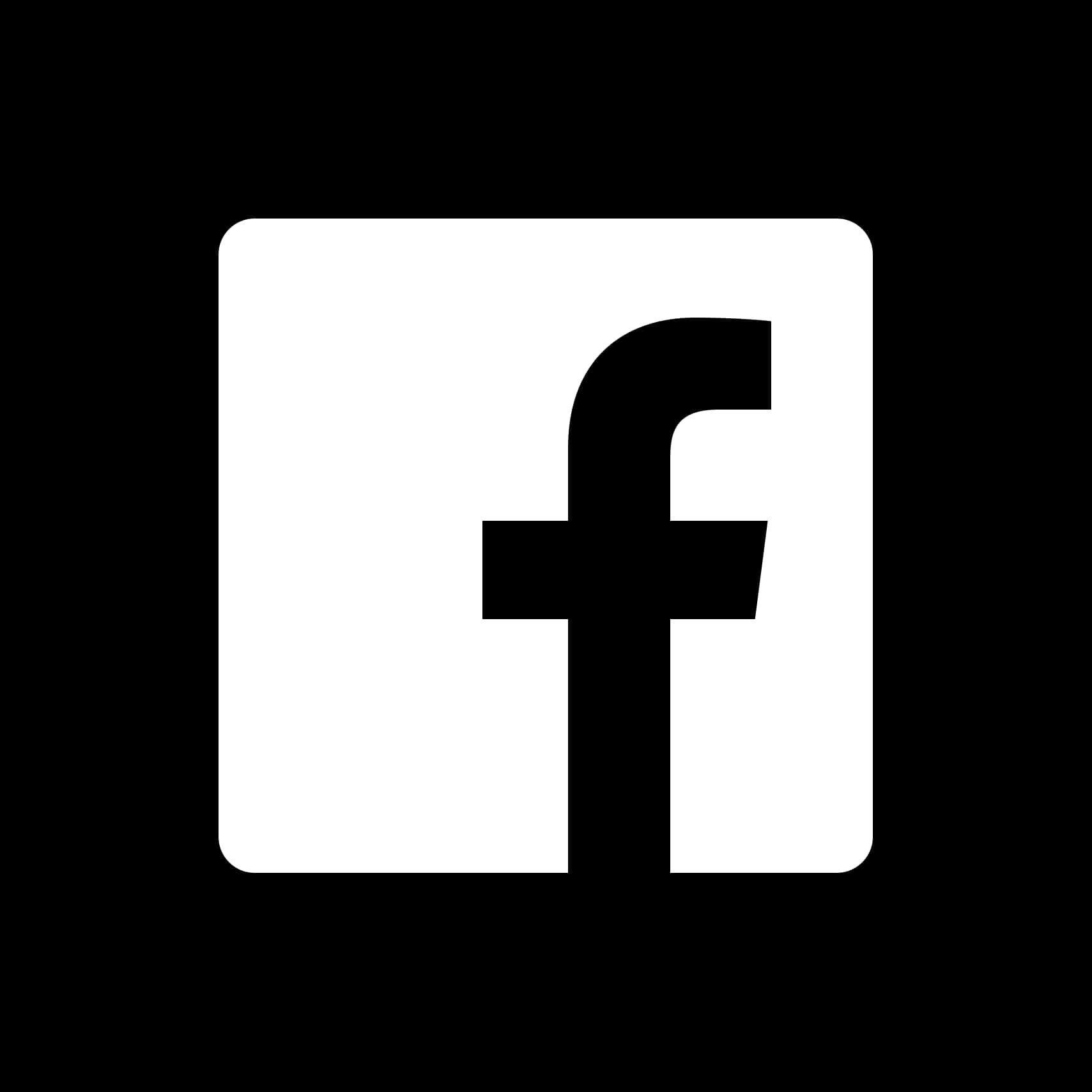 Facebook 桌布 壁紙 — 一個極簡的黑白Facebook標誌，居中放置在純黑色背景上。