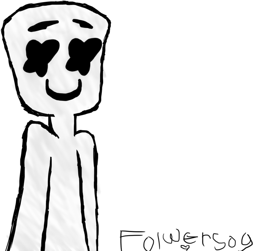 Marshmello 動態圖 桌布 壁紙 — 一個極簡的黑白卡通人物，有著心形眼睛和微笑，站在純黑色背景前。