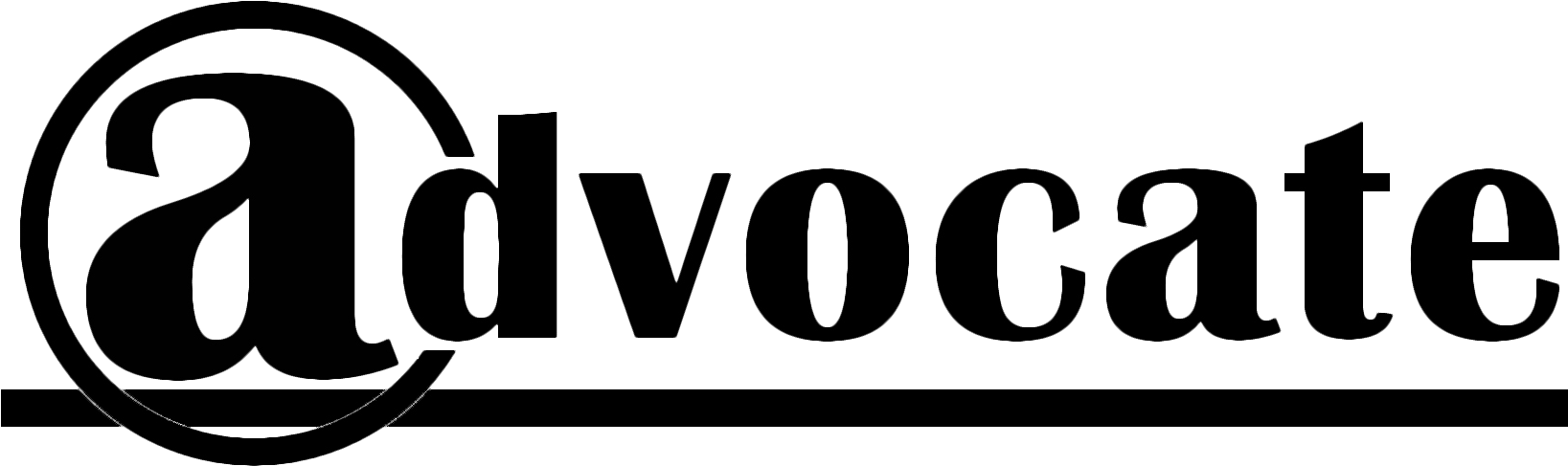 Logo Design 桌布 壁紙 — 一個極簡的黑白標誌，以優雅的手寫體呈現「advocate」字樣，並帶有圓形徽章。