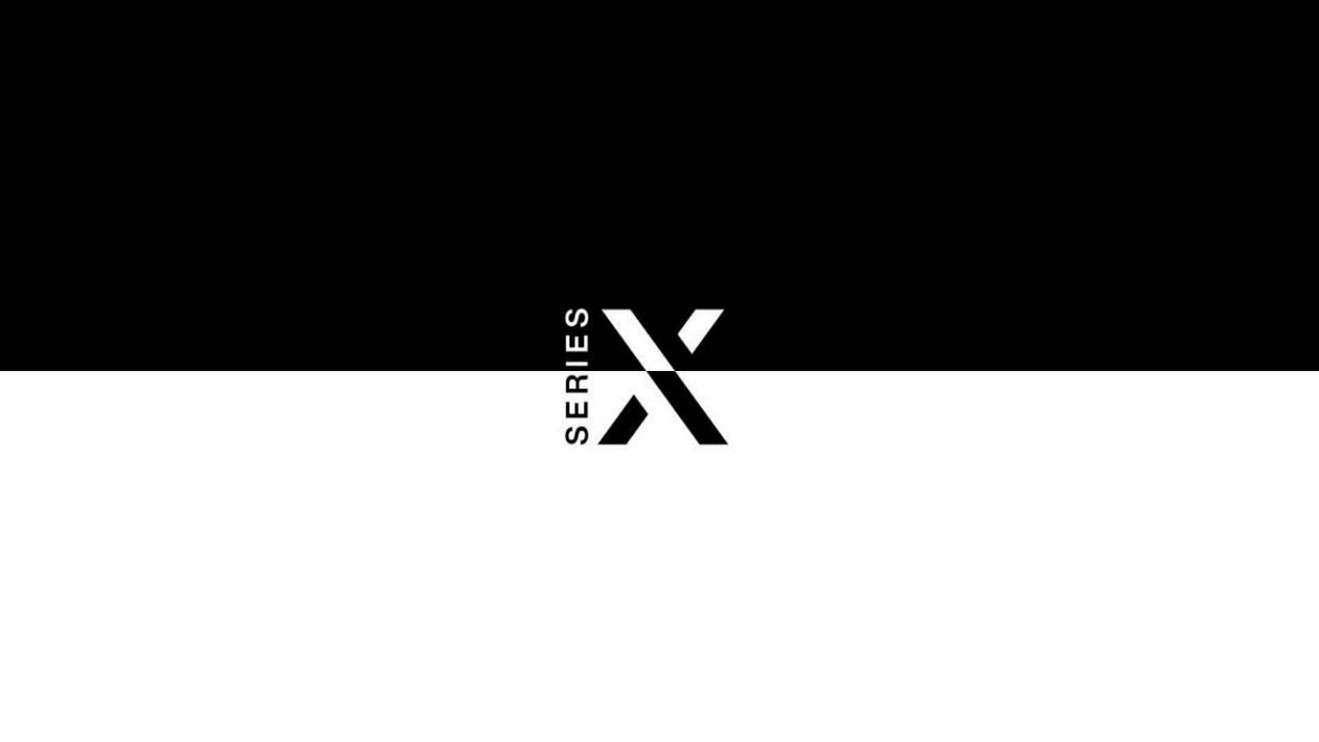 X 桌布 壁紙 — 一個極簡的黑白標誌，用於「Series X」，居中放置在水平分割的背景上。
