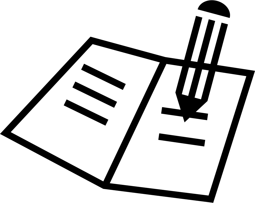 homework 桌布 壁紙 — 一個極簡的黑白線條圖示，顯示一本打開的筆記本，上面放著一支筆。
