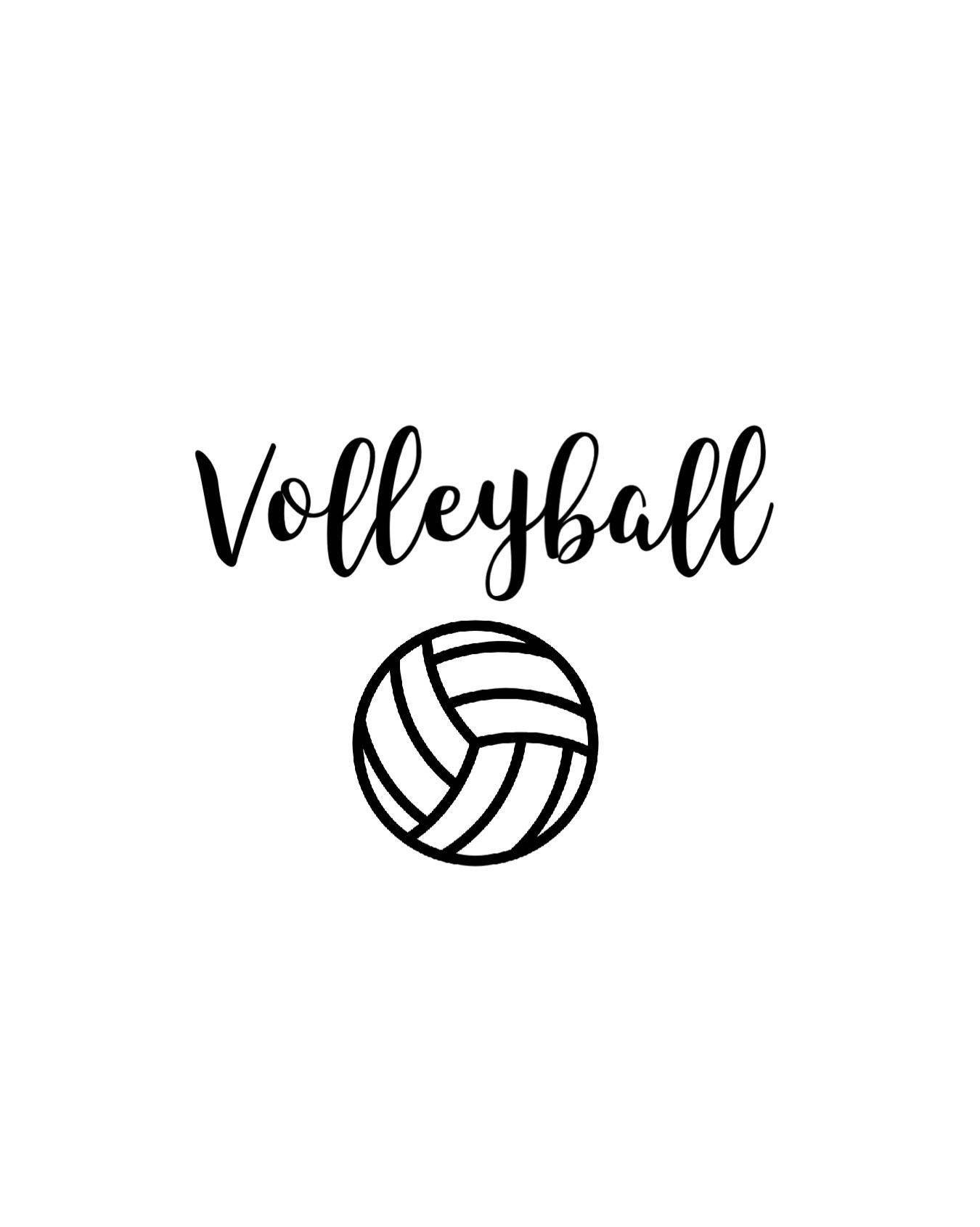 Volleyball Aesthetic 桌布 壁紙 — 一個極簡的黑白線條繪畫，描繪一個排球，上方有草書字體寫著「Volleyball」。