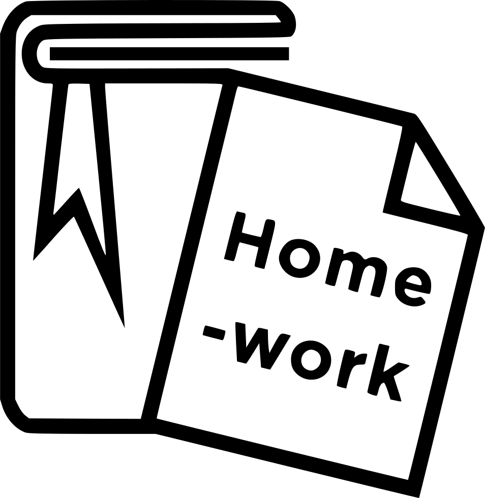 homework 桌布 壁紙 — 一個極簡的黑白線條藝術圖標，展示一本帶有書籤的書和一張傾斜的便條，上面寫著「Home - work」。