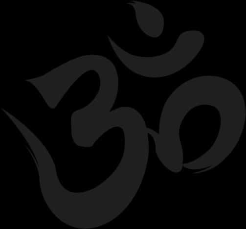 嗡 桌布 壁紙 — 一個極簡的黑色 Om 符號，以柔和的漸變筆觸呈現在純黑色背景上。