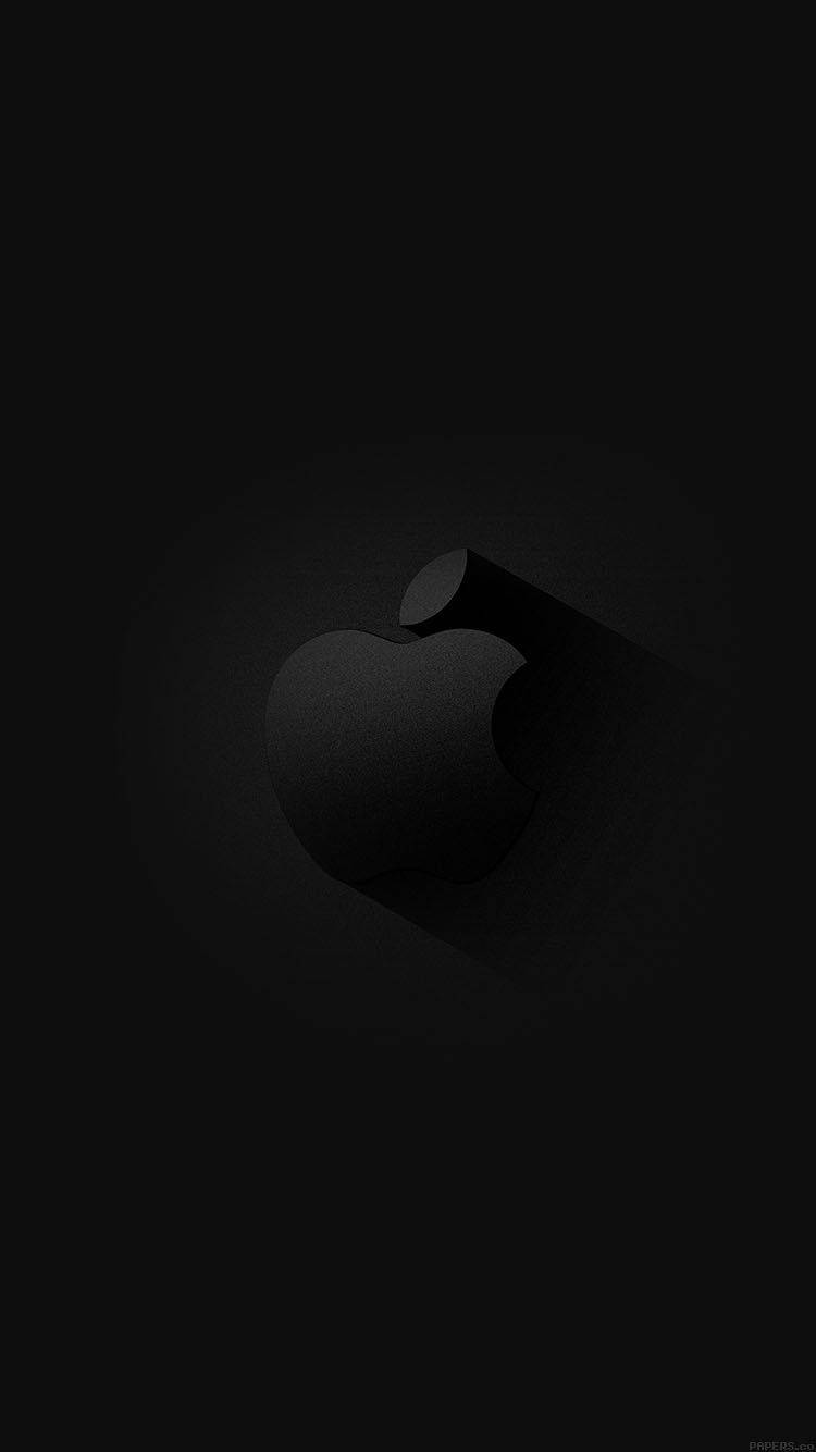 蘋果 桌布 壁紙 — 一個極簡的黑色Apple標誌，帶有長陰影，居中在深色背景上。