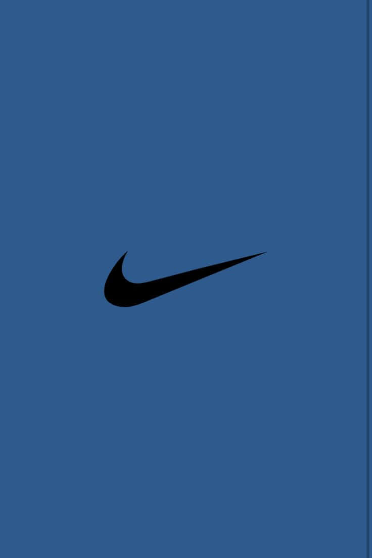 桌布 壁紙 — 一個極簡的黑色Nike勾勾標誌，居中於純藍色背景上。