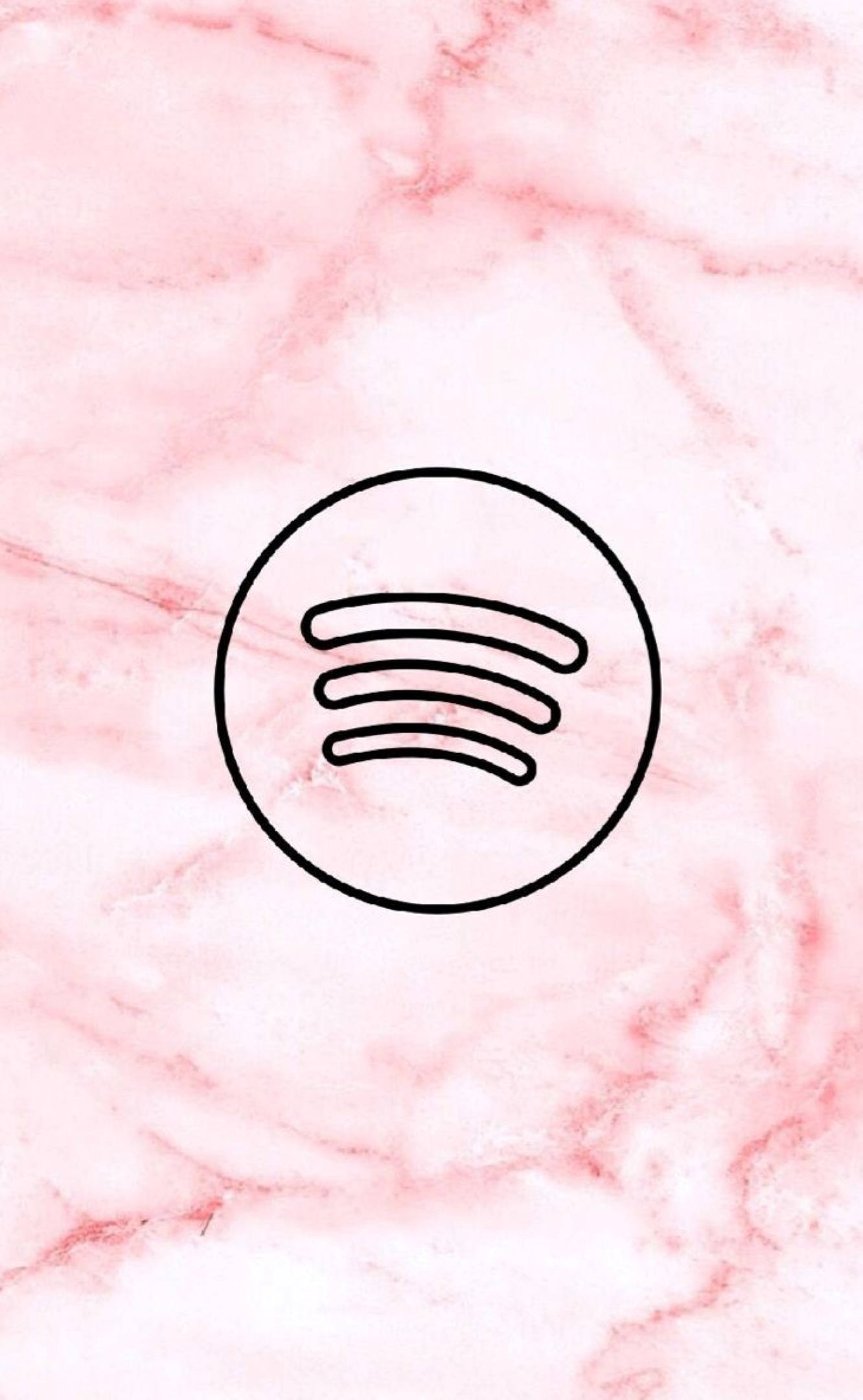 Spotify 桌布 壁紙 — 一個極簡的黑色Spotify標誌，居中於帶有細微紋理的柔和粉紅色大理石背景上。