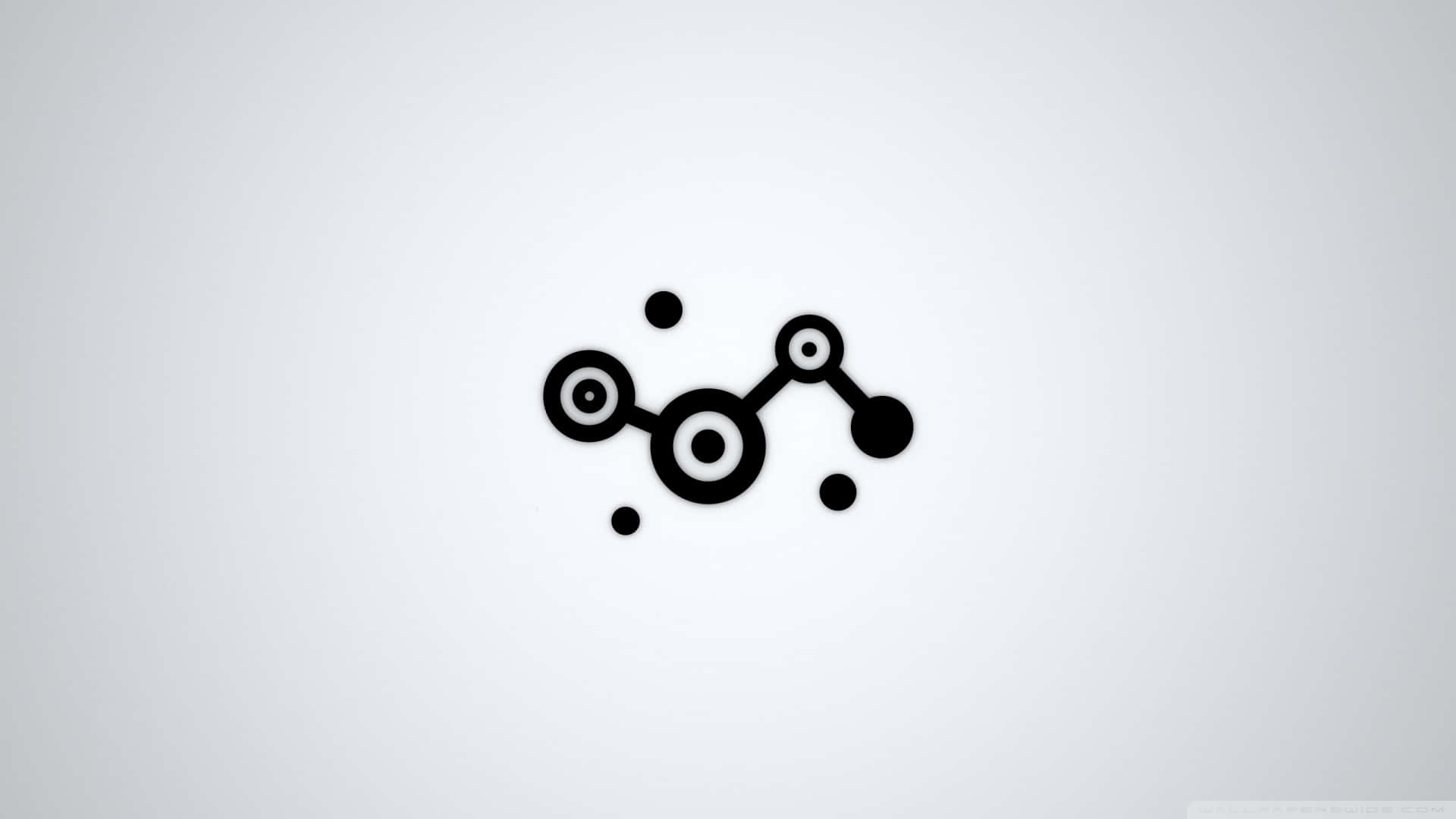 Minimalist Abstract 桌布 壁紙 — 一個極簡的黑色分子結構圖示漂浮在柔和的漸變灰色背景上。