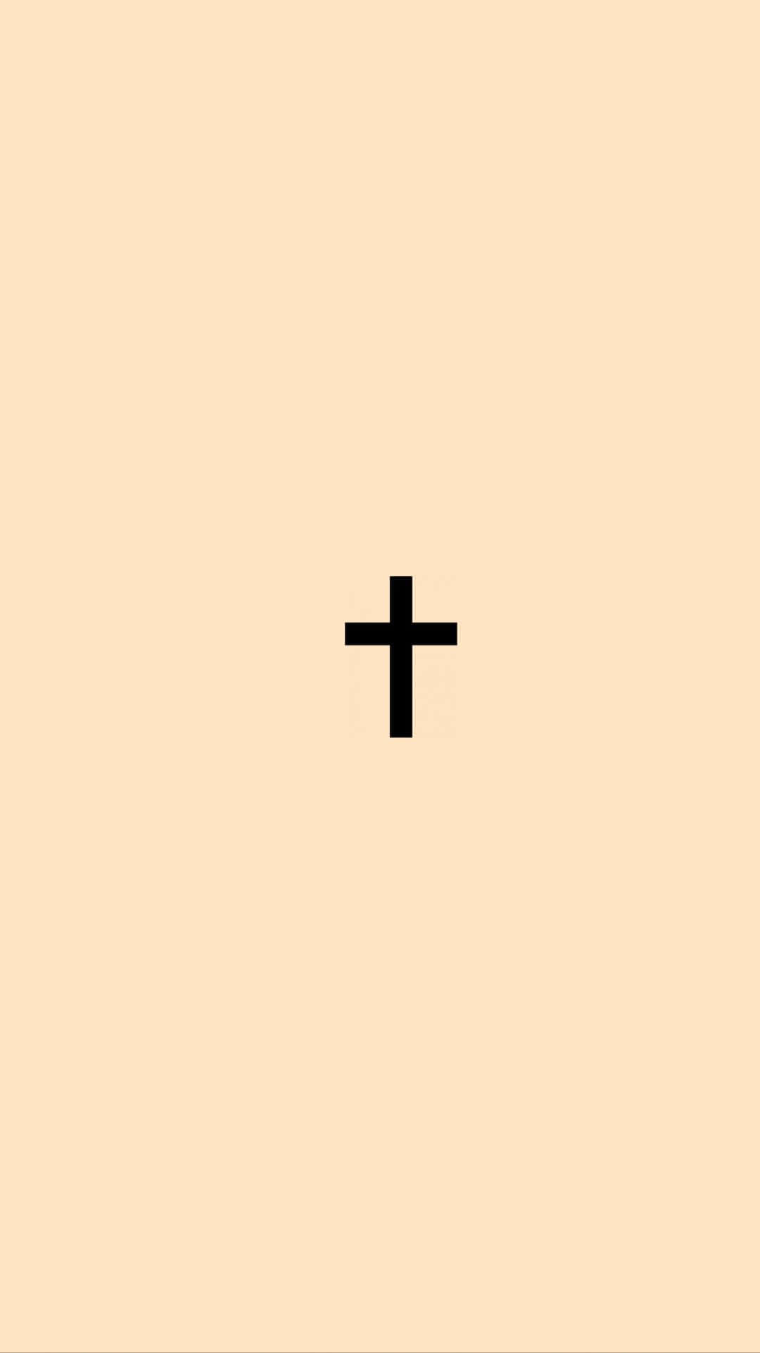 Cute Cross 桌布 壁紙 — 一個極簡的黑色十字架，居中在柔和的米色背景上。